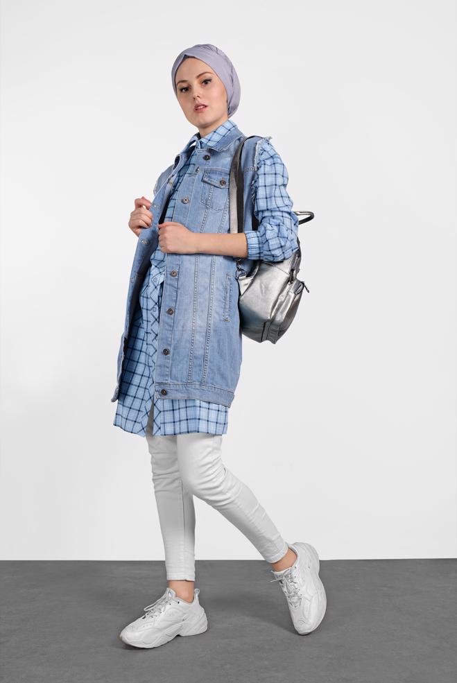 Hijab clothing BLUE 4189 WENTİ DENİM YELEK 36/42 - ALVİNA