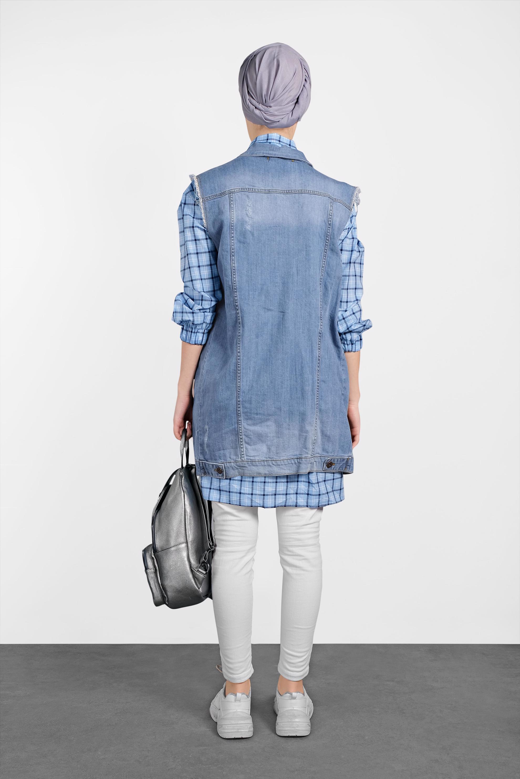 Hijab clothing BLUE 4189 WENTİ DENİM YELEK 36/42