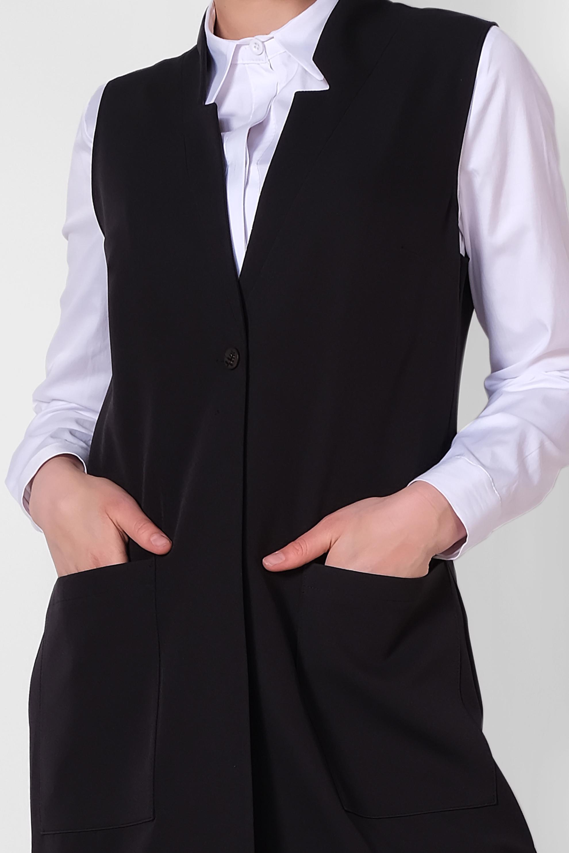 Tesettür giyim SİYAH TORBA CEP DETAYLI YELEK 4209