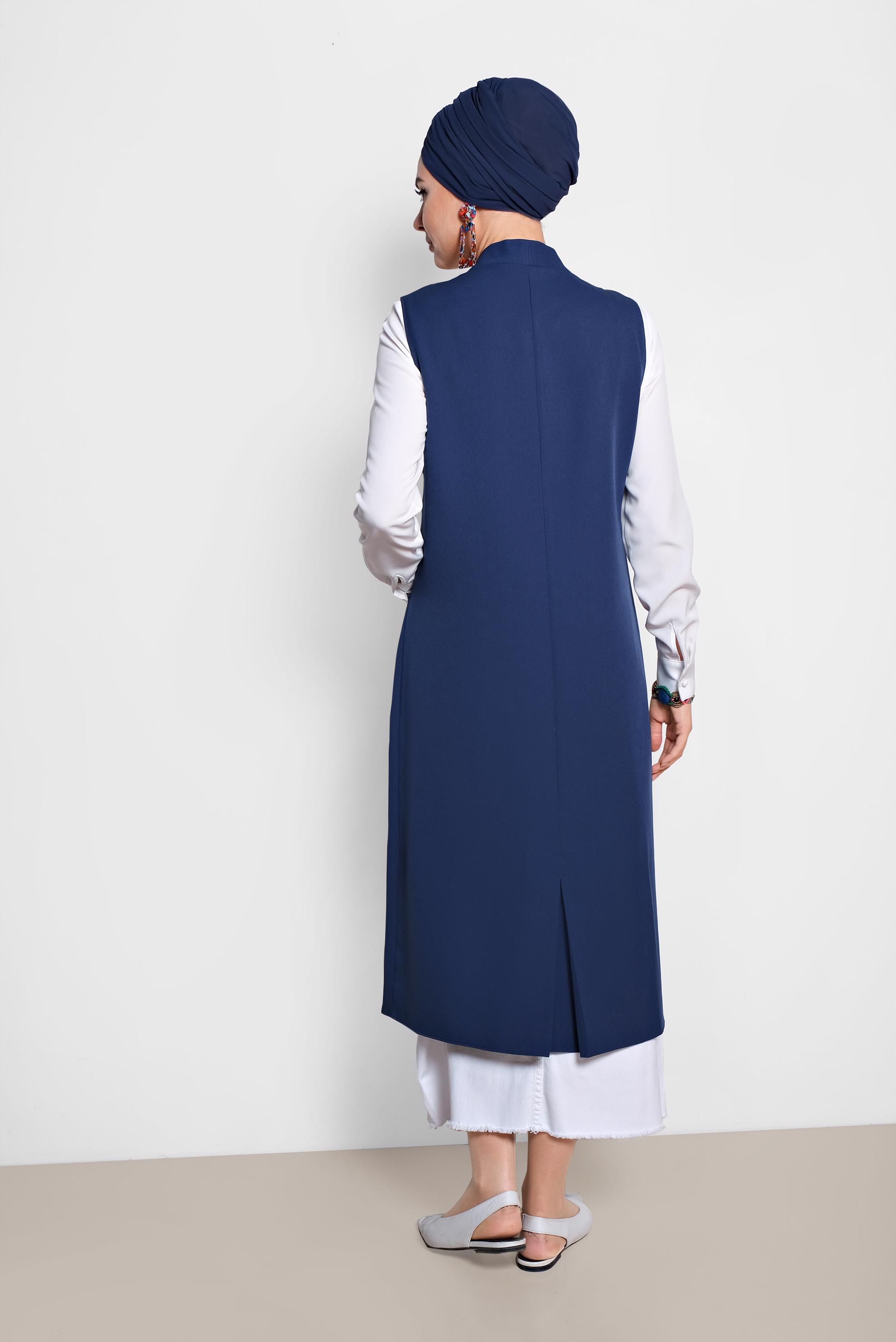 Tesettür giyim LACİVERT TORBA CEP DETAYLI YELEK 4209