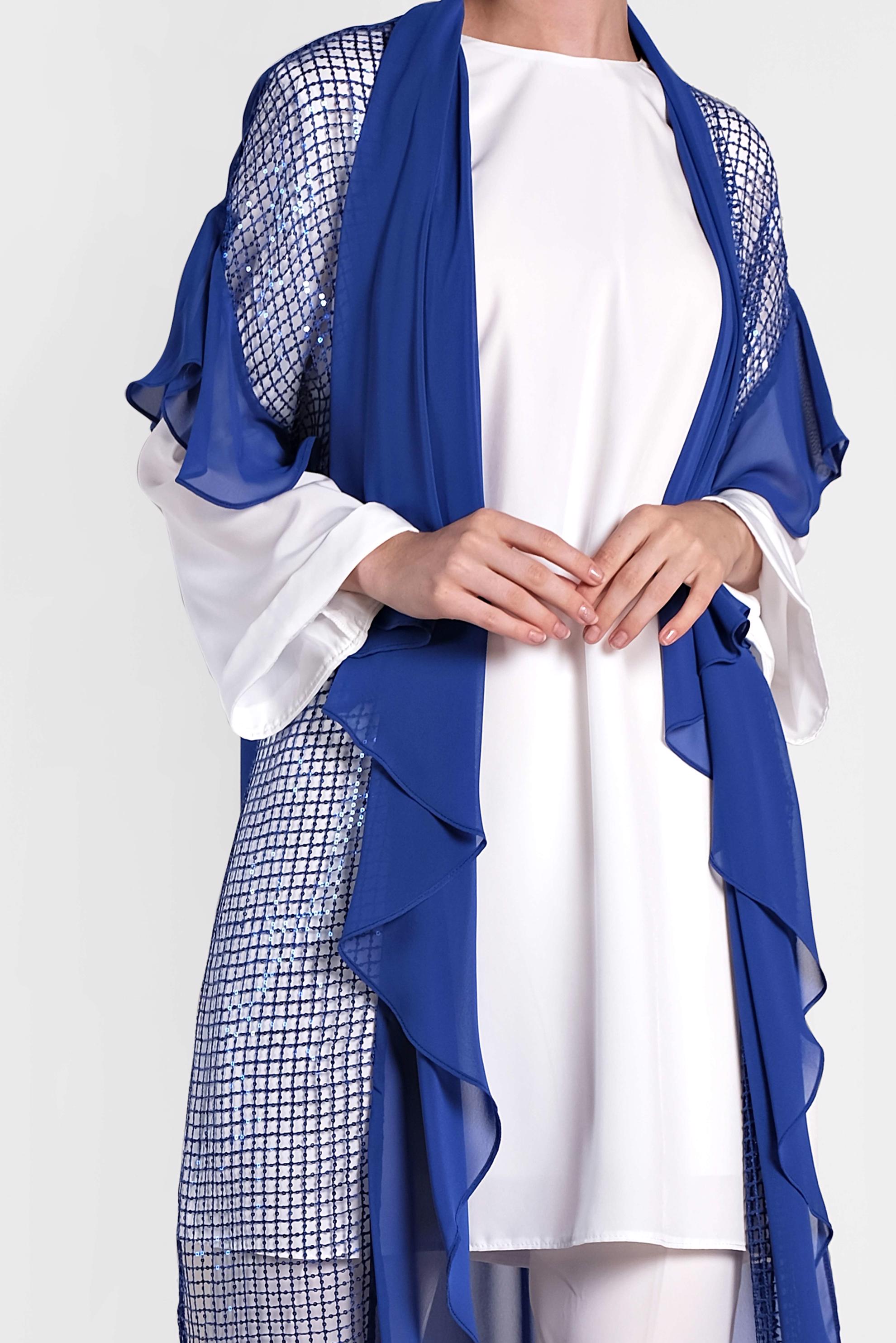 Tesettür giyim LACİVERT FİLE DETAYLI ŞİFON YELEK 4314 