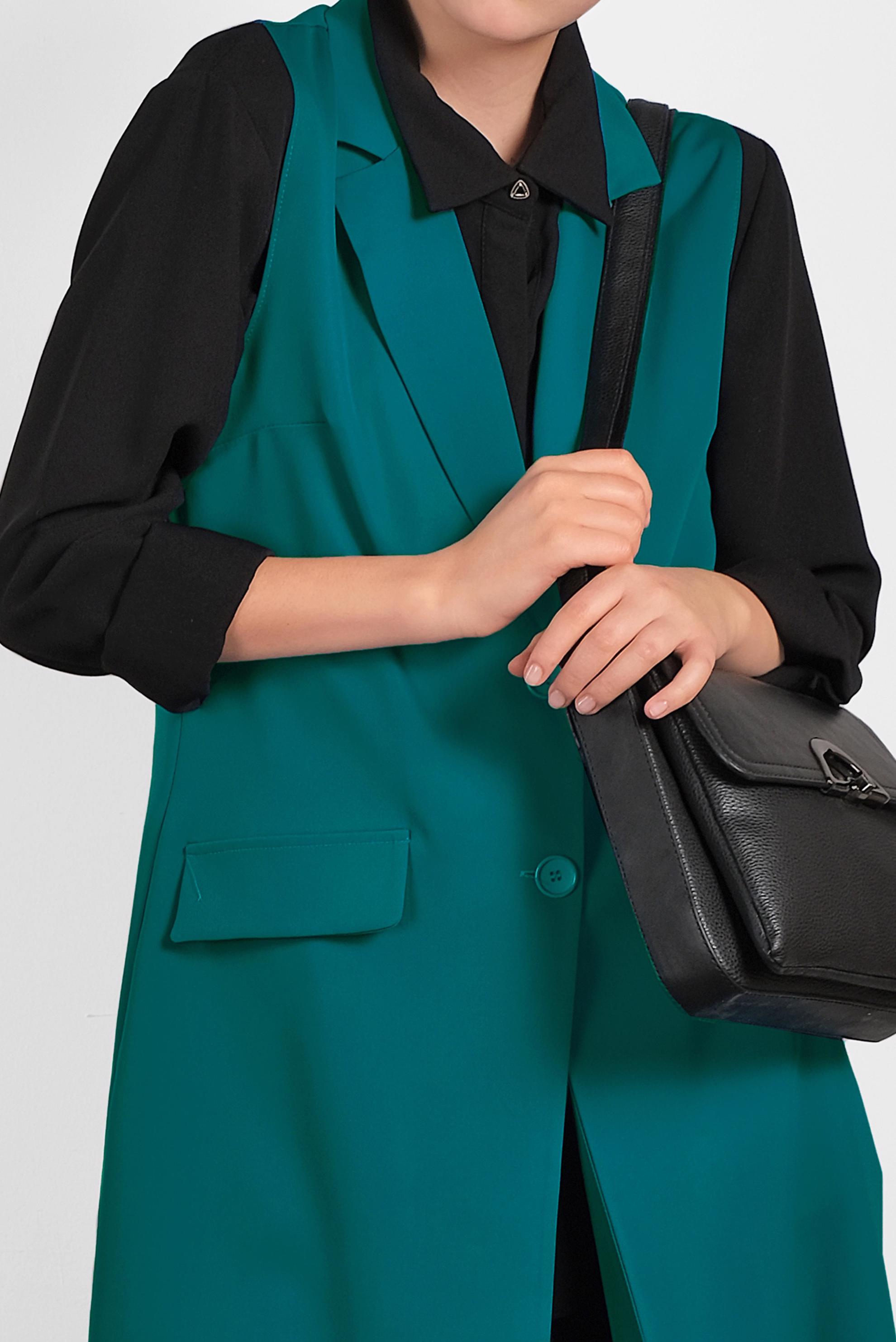 Tesettür giyim YEŞİL ÖNDEN DÜĞMELİ UZUN YELEK 4332