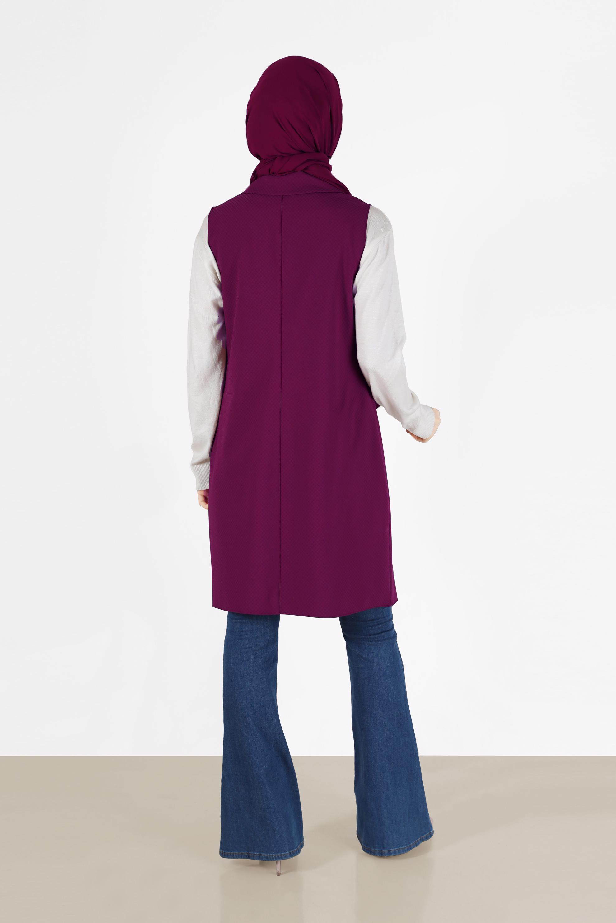 Vêtements hijab POURPRE VESTE BOUTONNÉE COL CLASSIQUE 4389