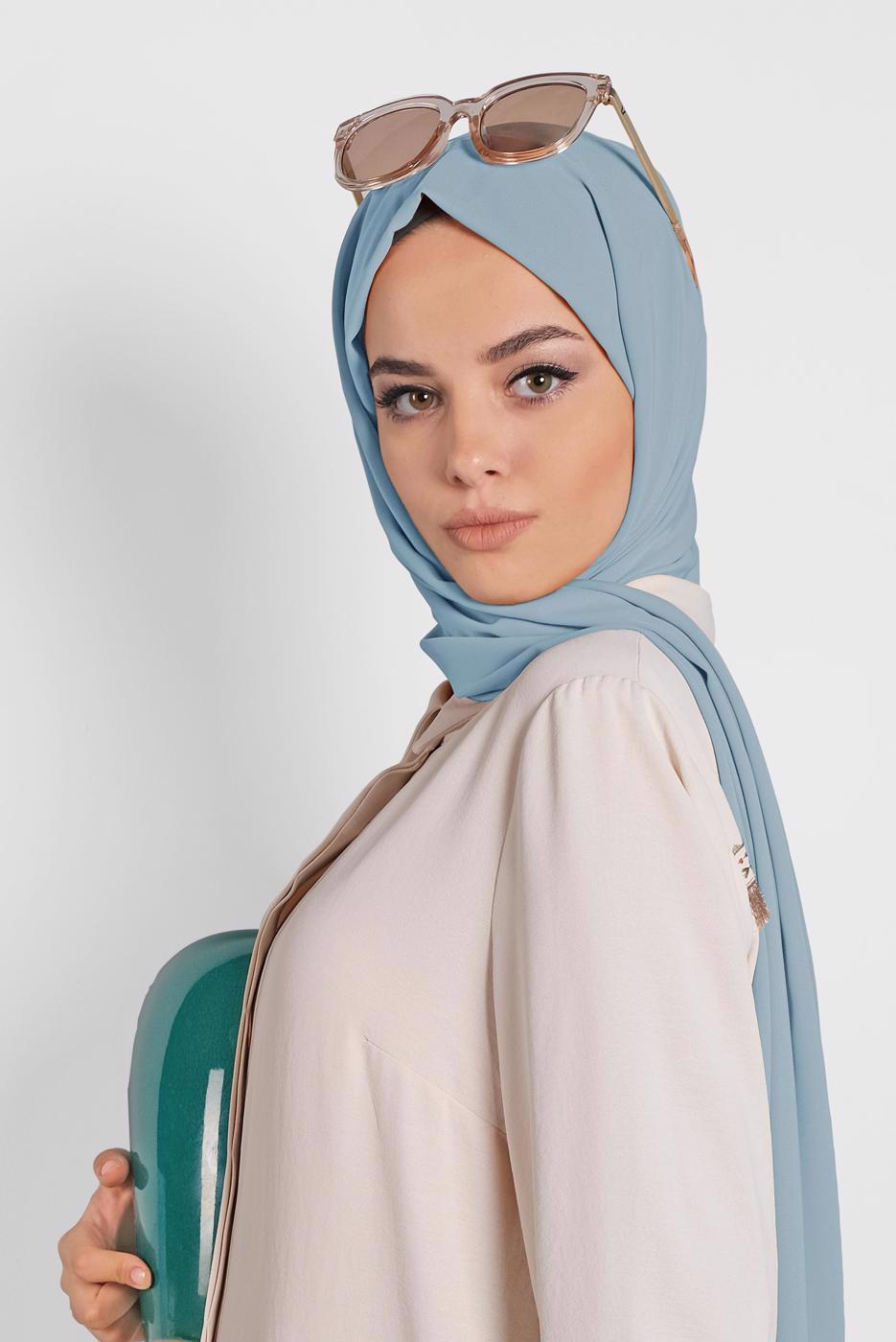 Tesettür giyim MAVİ ALVİNA ŞAL 9980 