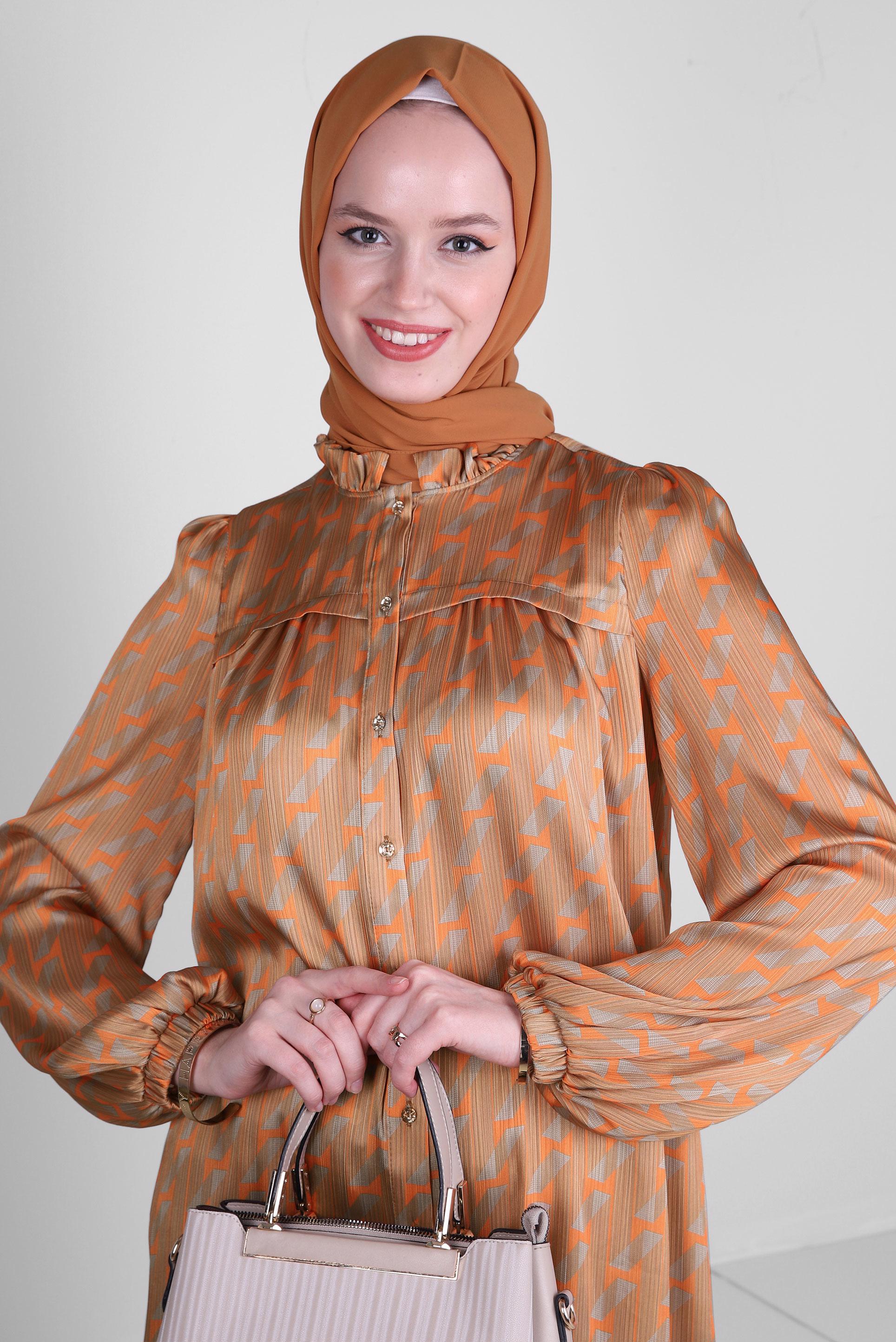 Tesettür giyim TURUNCU ALVİNA ŞAL 9980 