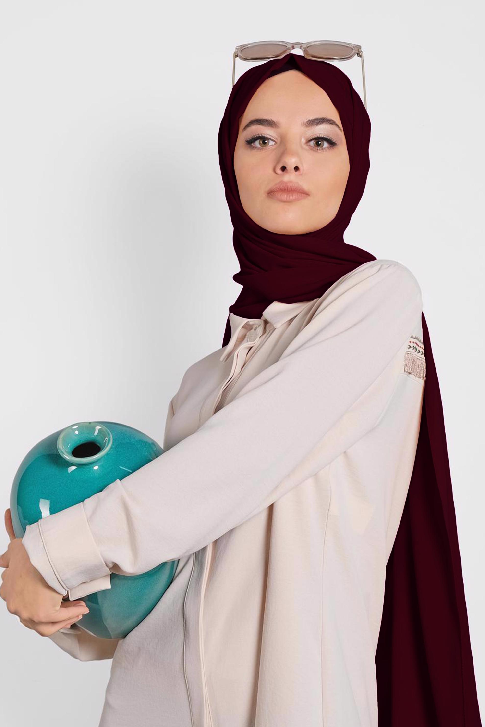 Vêtements hijab ROUGE BORDEAUX CHÂLE ALVİNA 9980