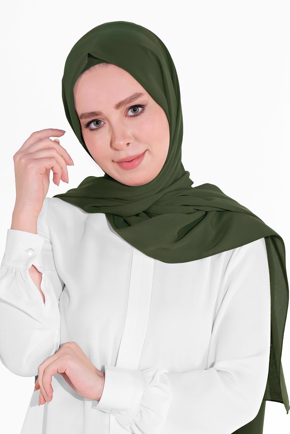 Tesettür giyim HAKİ ALVİNA ŞAL 9980 