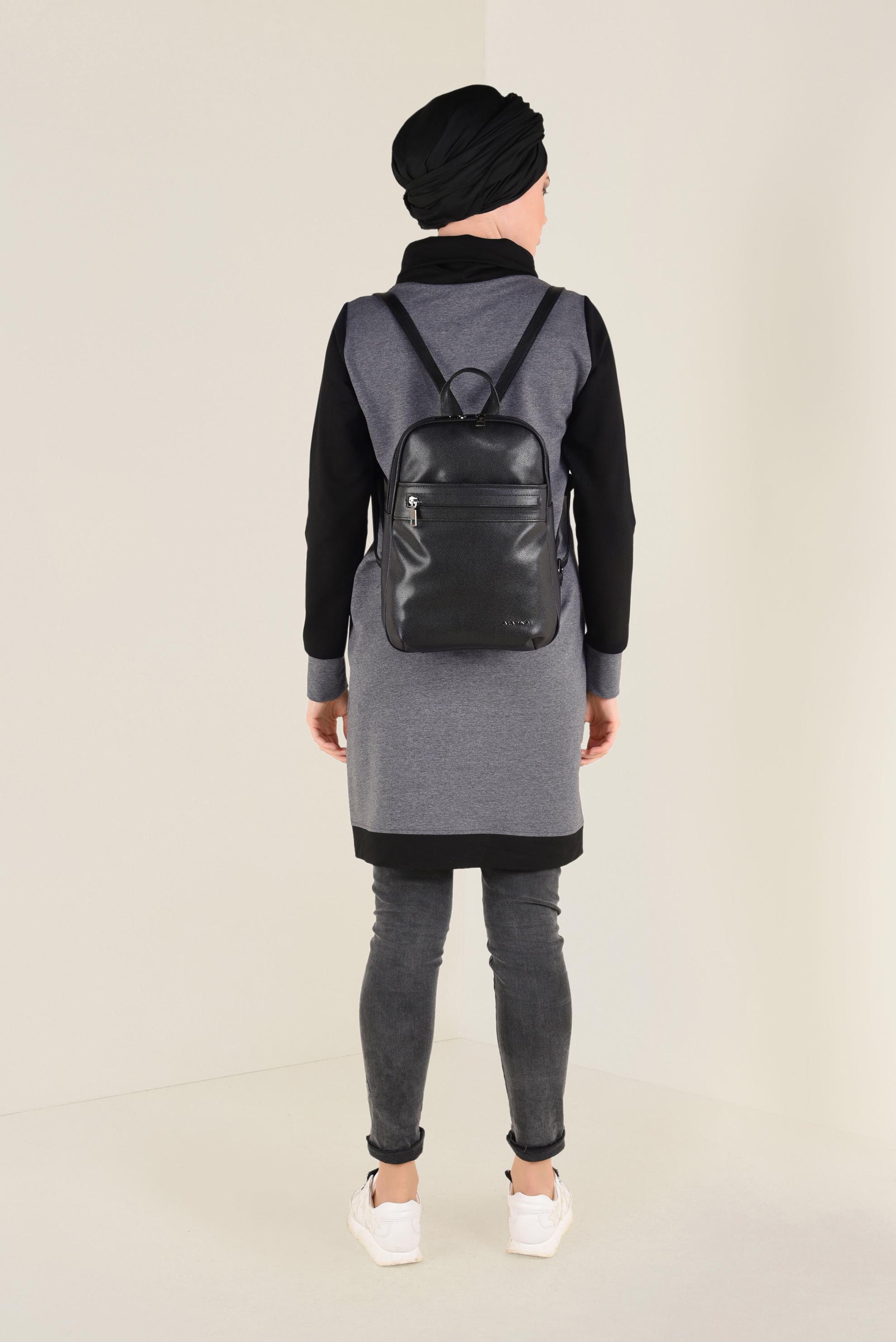 Hijab clothing GREY ZIPPED ROLL-NECK TUNIC 4714 