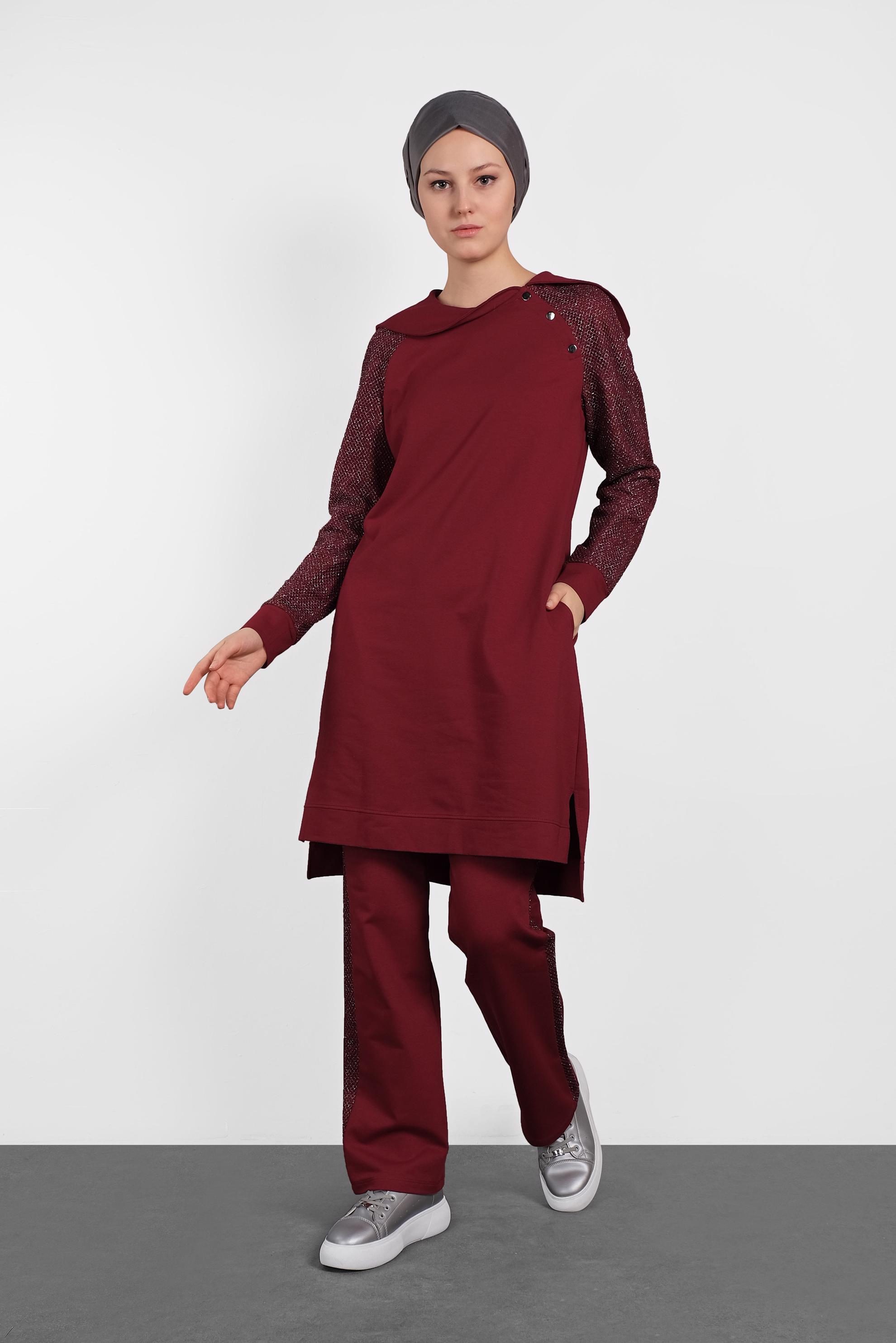Hijab clothing CLARET RED 4277 MARİSS 2′Lİ PANT.EŞOFMAN TAKIM 36/42