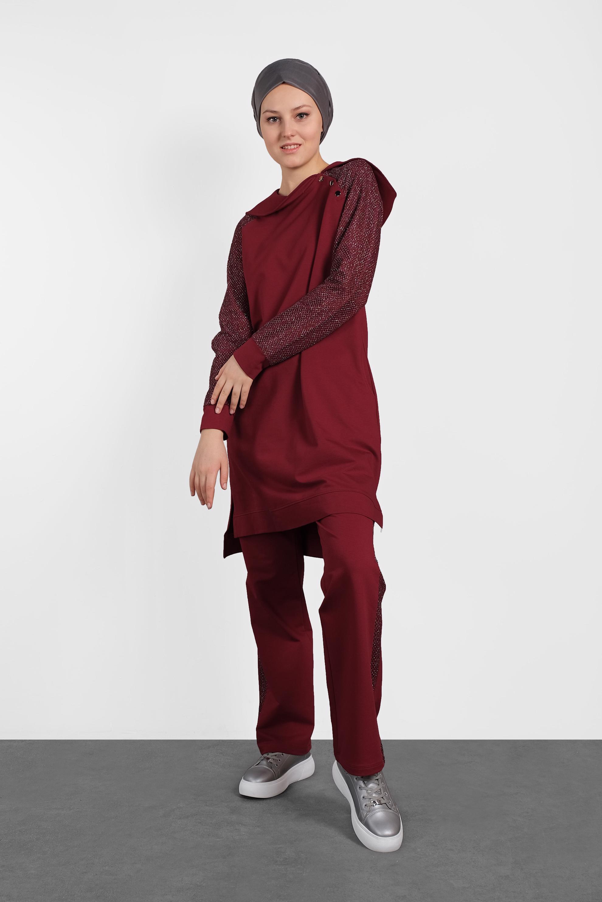 Hijab clothing CLARET RED 4277 MARİSS 2′Lİ PANT.EŞOFMAN TAKIM 36/42