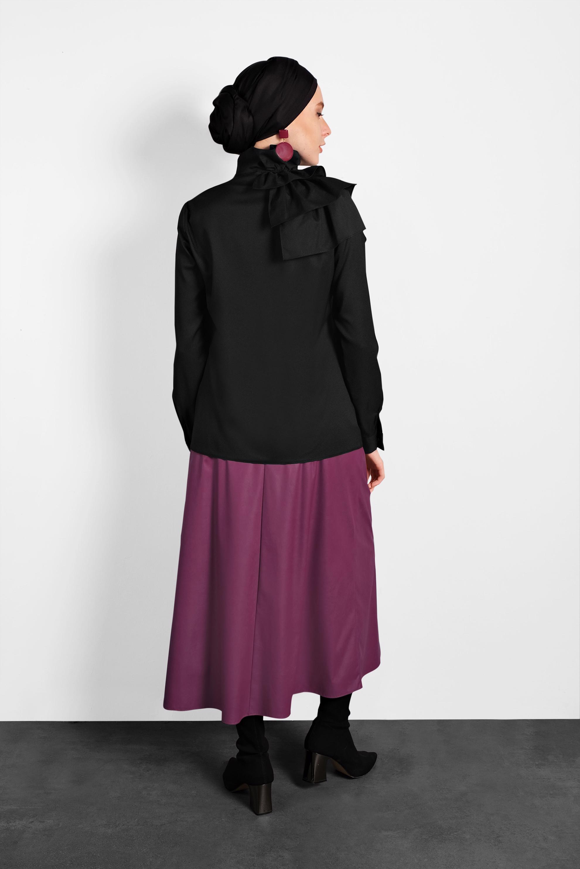 Tesettür giyim SİYAH FIRFIRLI DÜĞMELİ BLUZ 40203