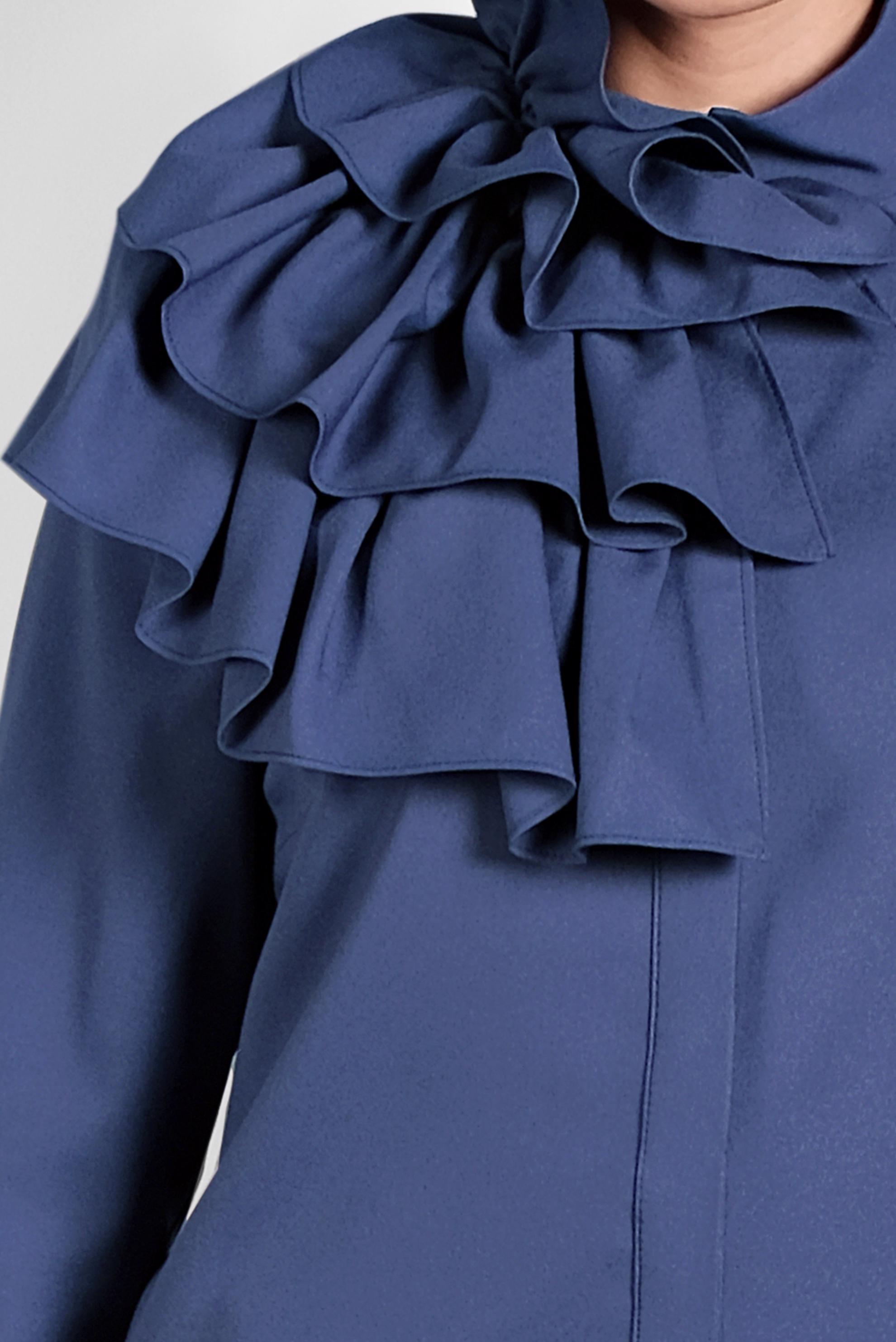 Hijab clothing BLUE RUFFLED BUTTONED BLOUSE 40203 