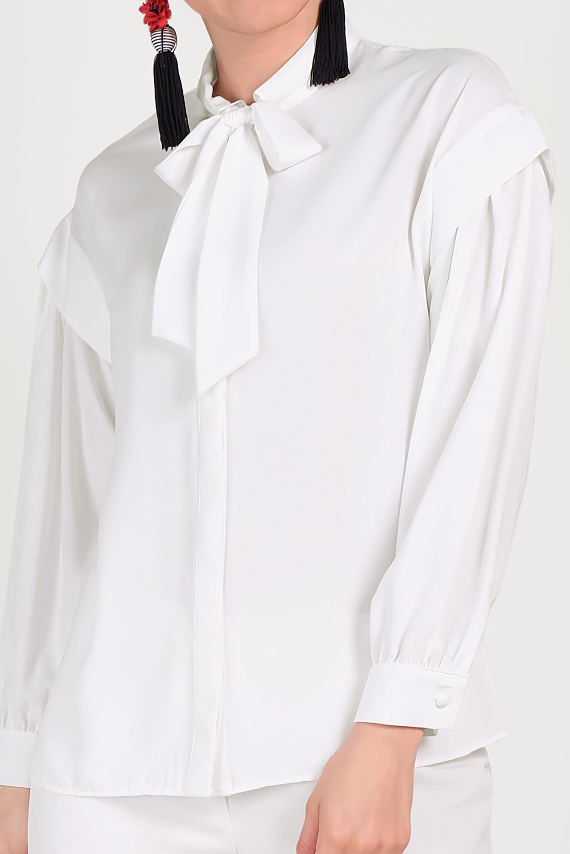 Tesettür giyim BEYAZ YAKA KISMI FULAR DETAYLI BLUZ 40318