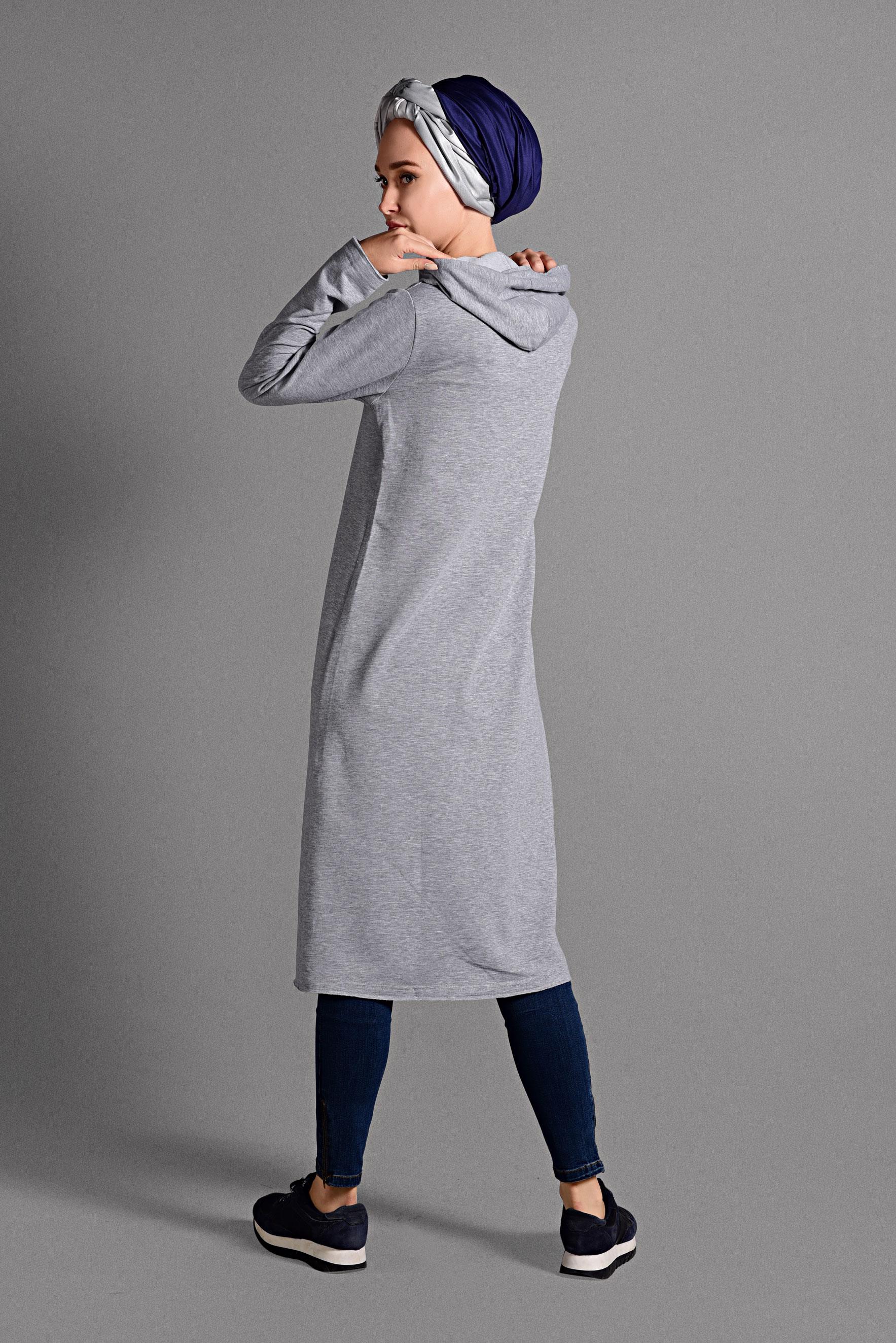 Hijab clothing GREY ZIPPED SPORT JACKET 4013 