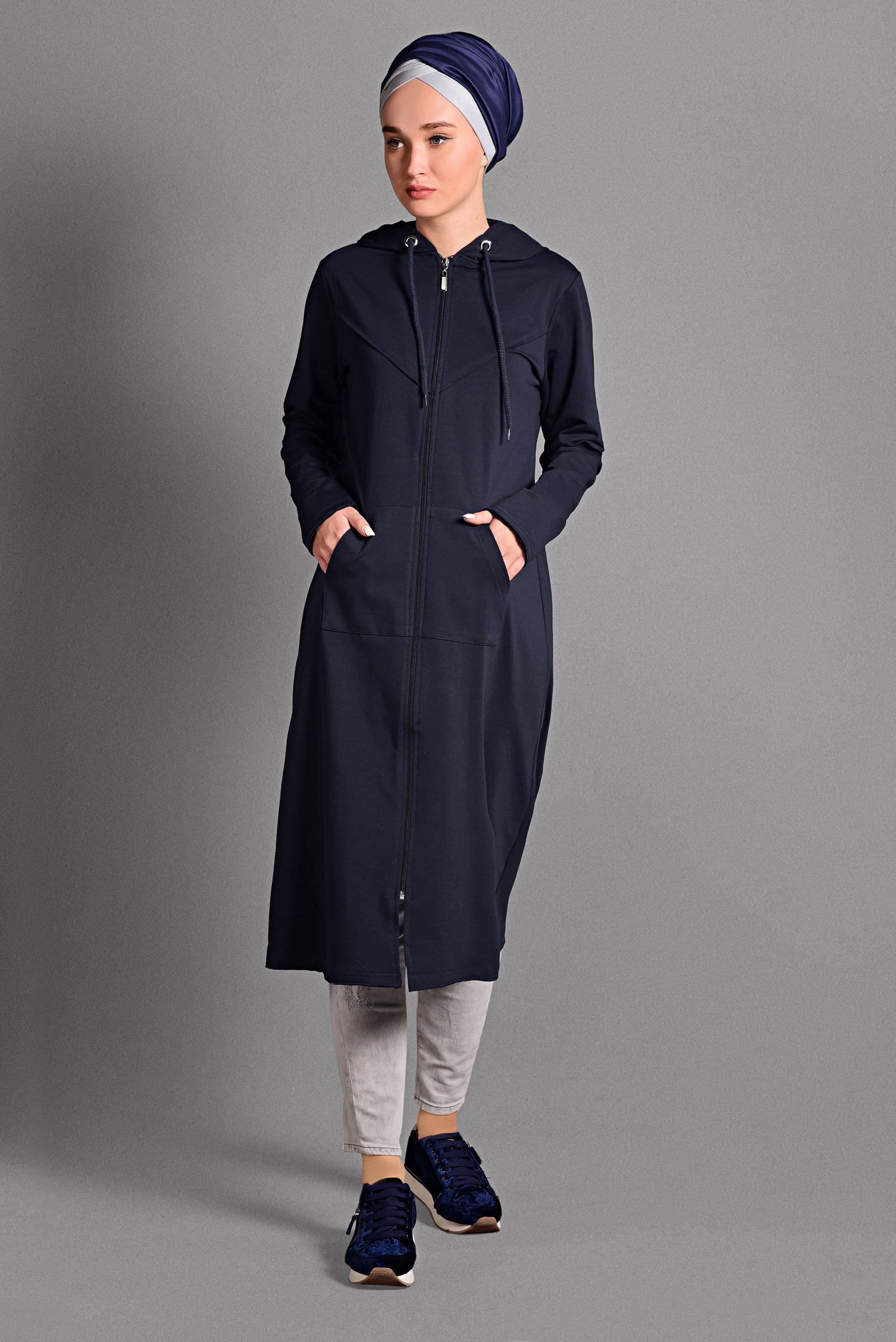 Tesettür giyim LACİVERT FERMUARLI SPOR CEKET 4013