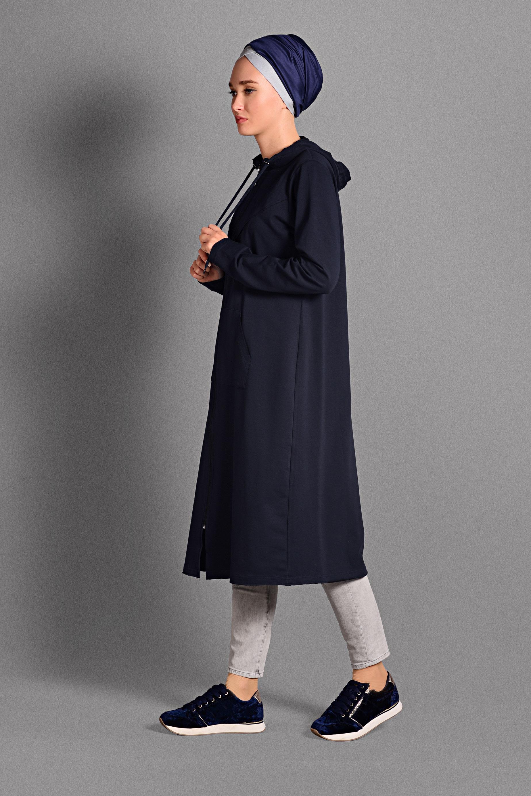 Tesettür giyim LACİVERT FERMUARLI SPOR CEKET 4013