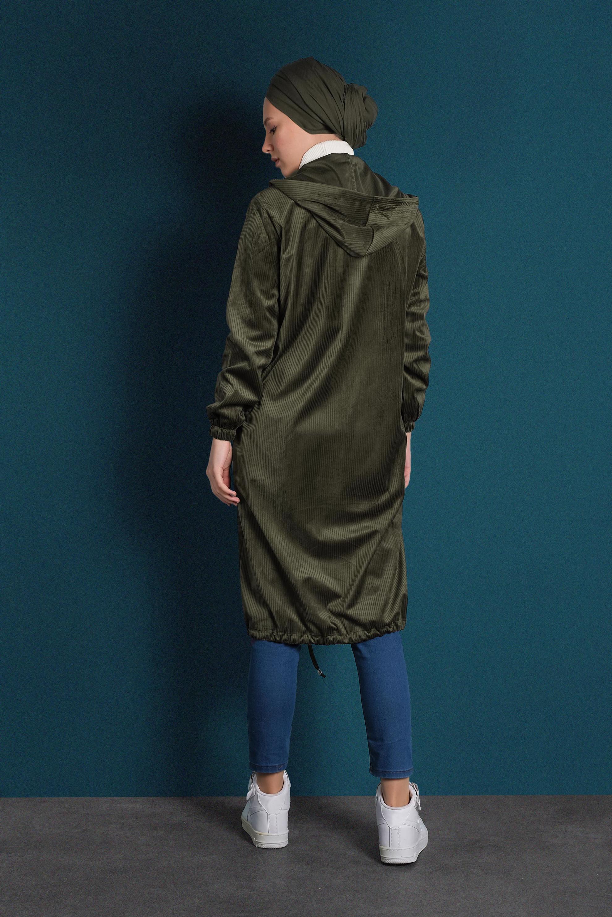 Hijab clothing KHAKI ZIPPED CORDUROY JACKET 40415 