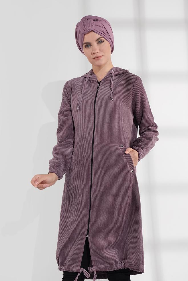 Vêtements hijab ROSE VESTE EN VELOURS CÔTELÉ À ZIPPÉ 40415  - ALVİNA