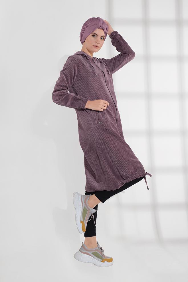 Vêtements hijab ROSE VESTE EN VELOURS CÔTELÉ À ZIPPÉ 40415  - ALVİNA