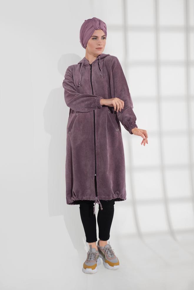 Vêtements hijab ROSE VESTE EN VELOURS CÔTELÉ À ZIPPÉ 40415  - ALVİNA