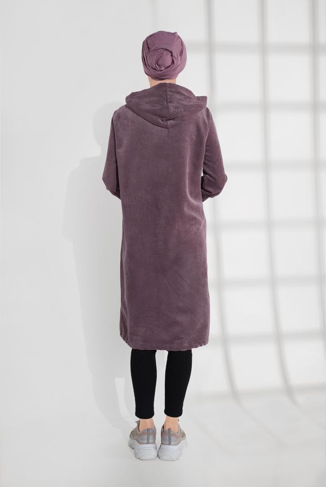 Vêtements hijab ROSE VESTE EN VELOURS CÔTELÉ À ZIPPÉ 40415  - ALVİNA