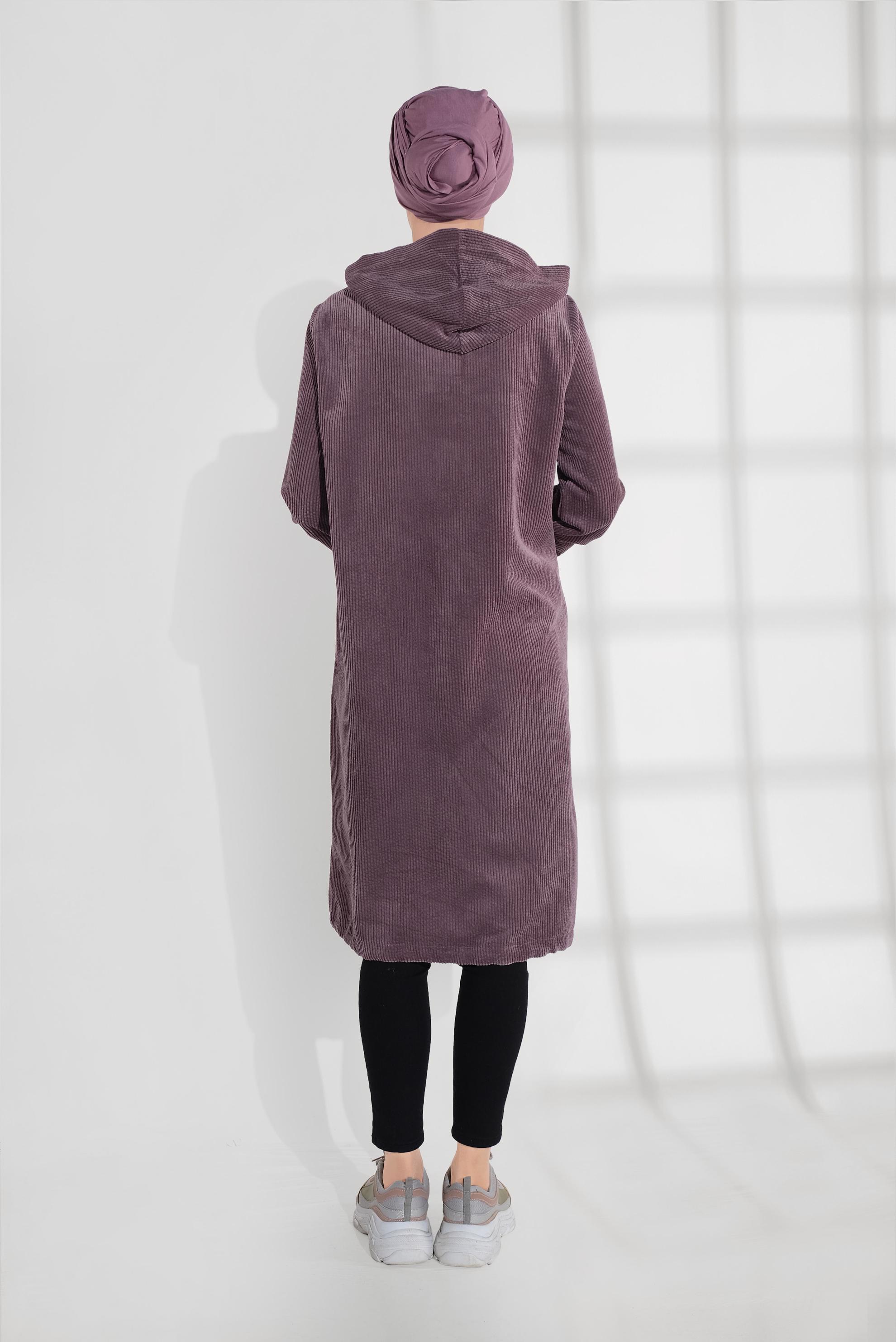 Tesettür giyim PEMBE FERMUAR FİTİLLİ KADİFE GİY ÇIK 40415 