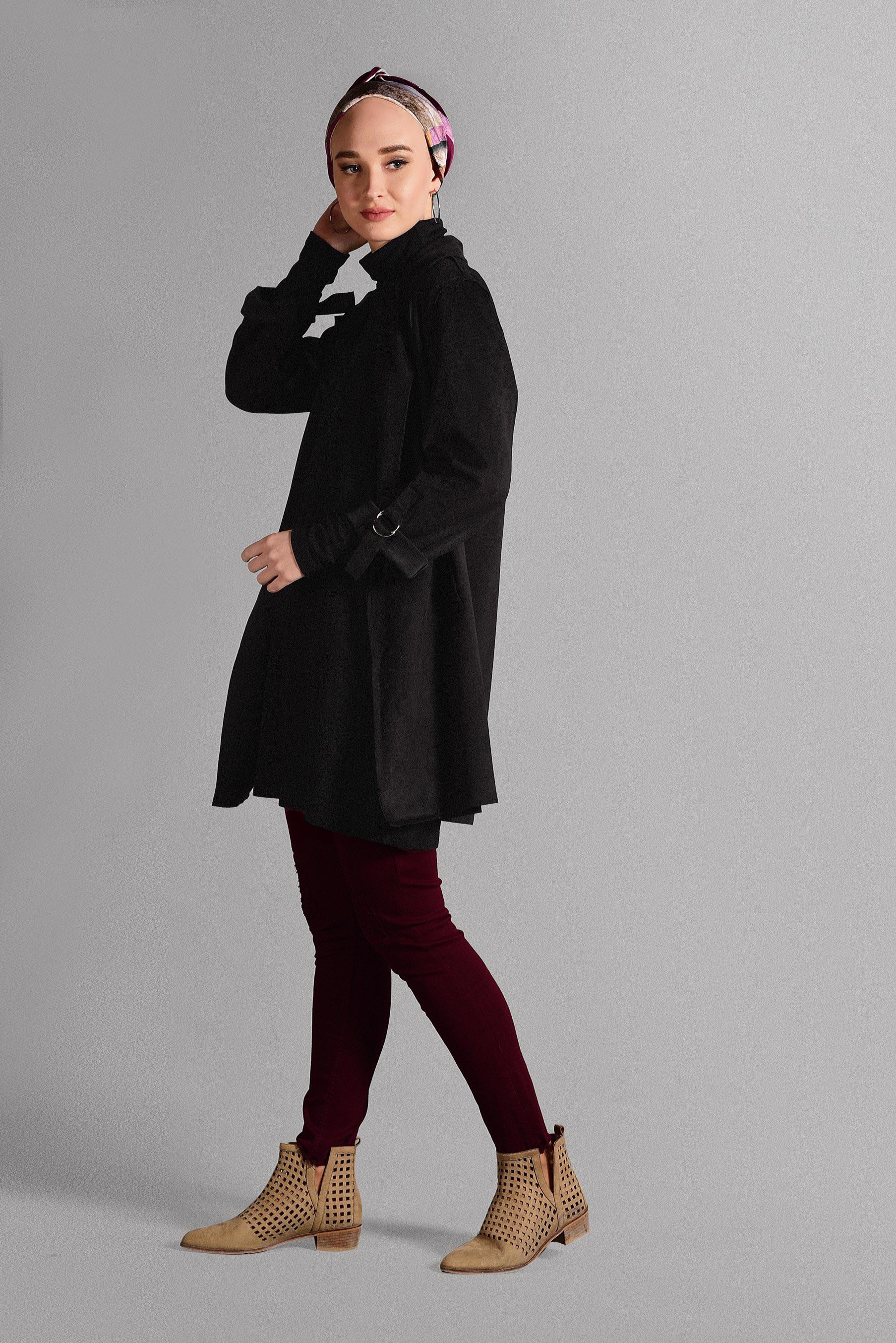 Tesettür giyim SİYAH CEP DETAYLI SÜET CEKET 4044