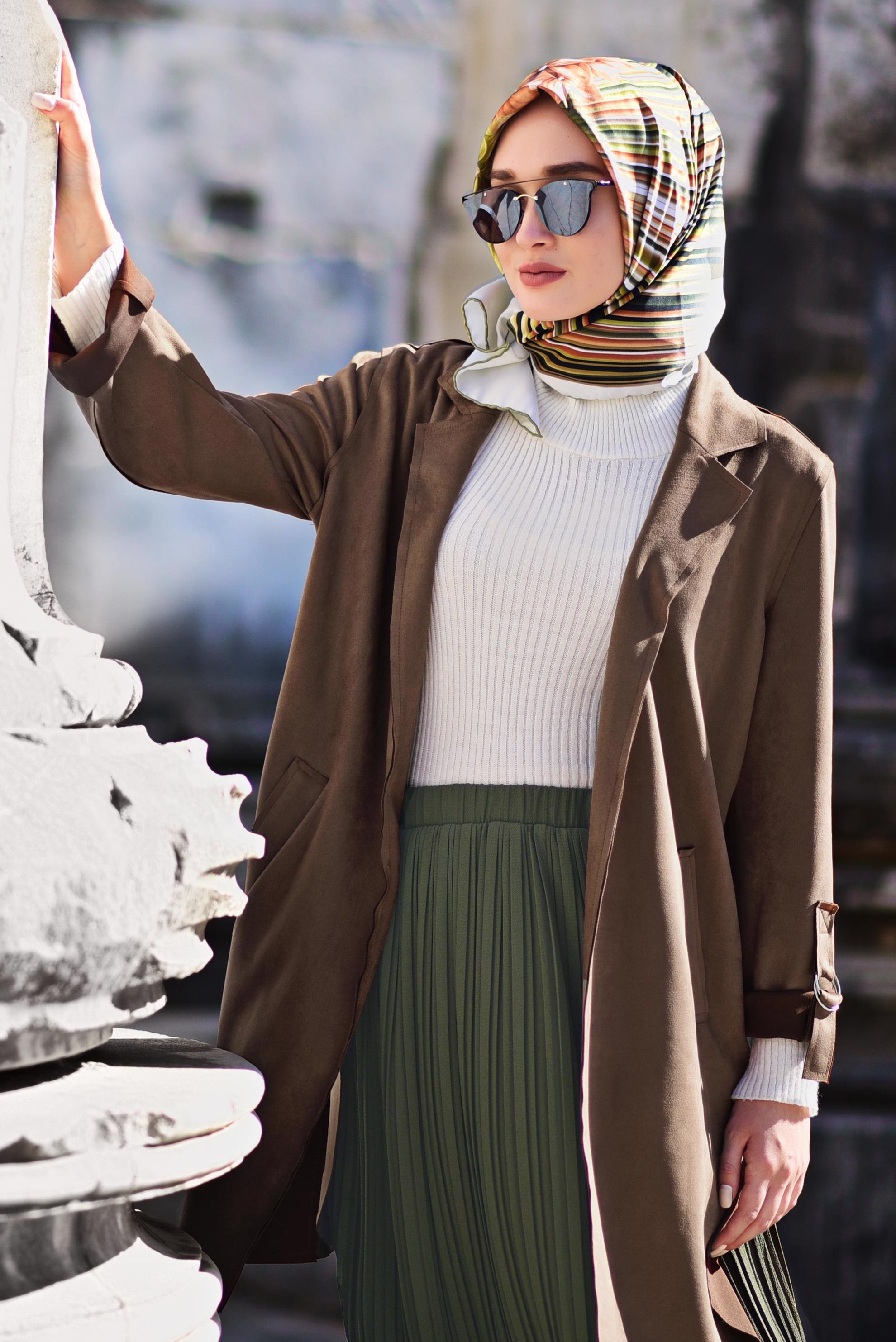 Tesettür giyim TABA CEP DETAYLI SÜET CEKET 4044