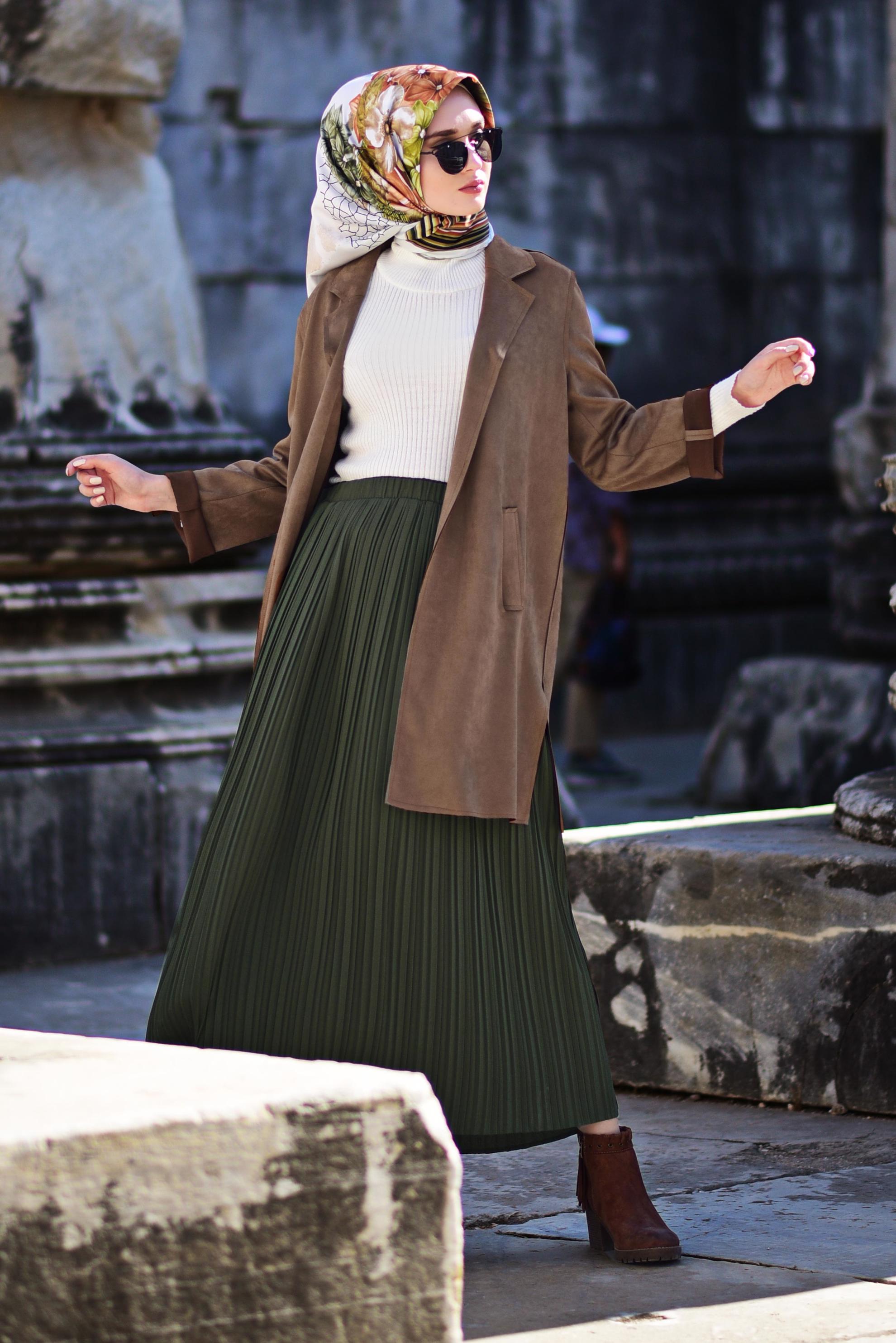 Tesettür giyim TABA CEP DETAYLI SÜET CEKET 4044