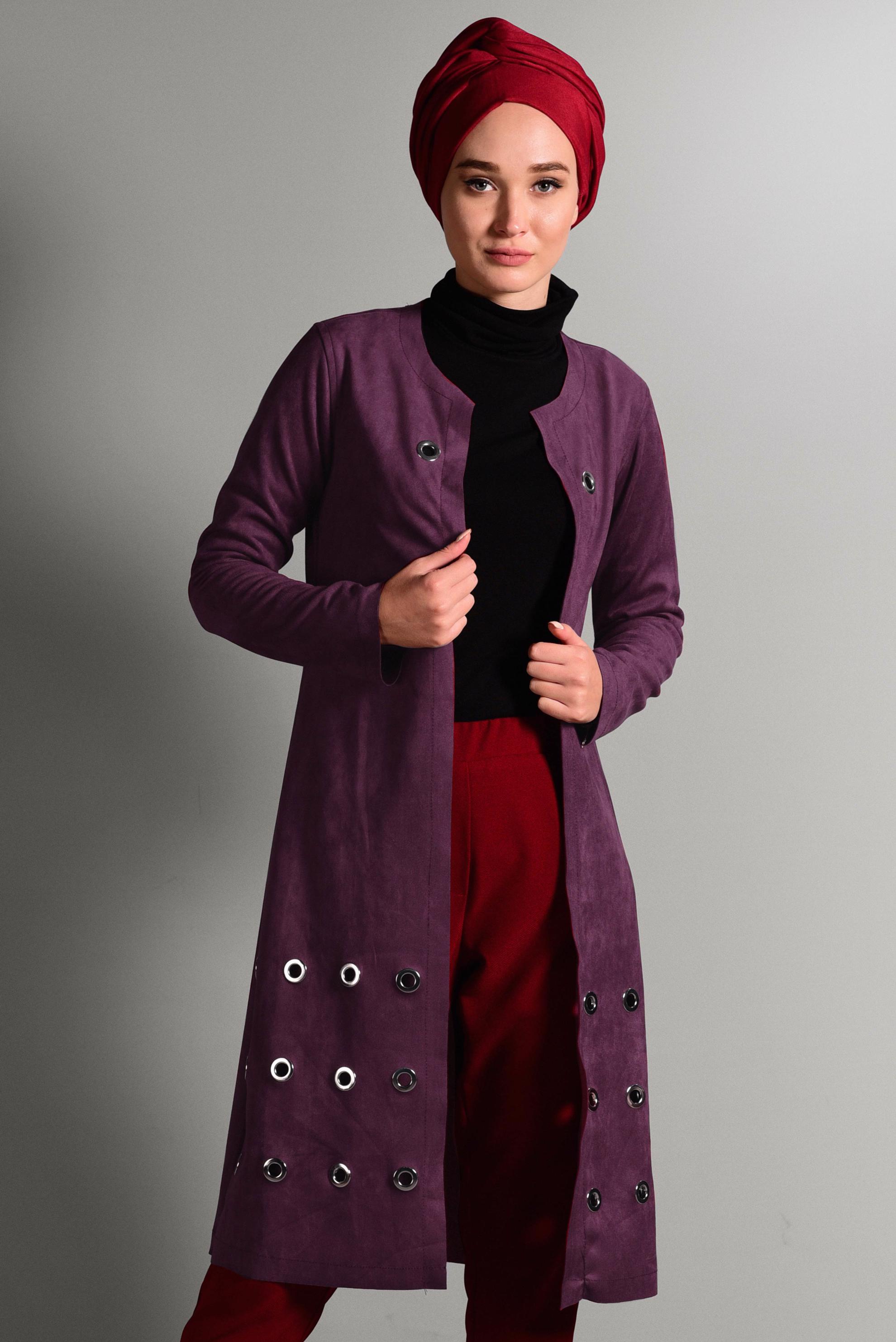 Hijab clothing DAMSON GROMMET DETAILED SUEDE JACKET 4045