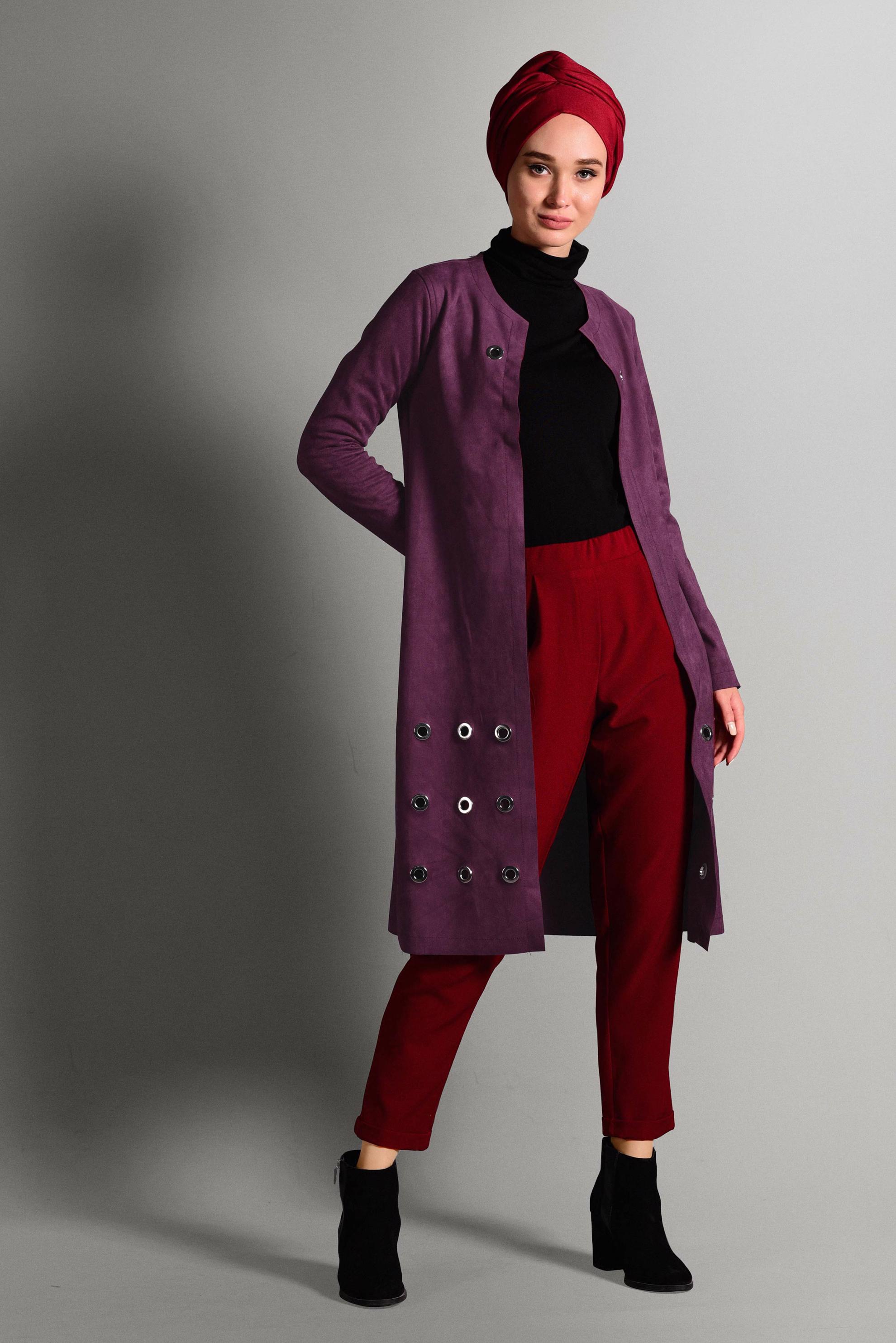 Hijab clothing DAMSON GROMMET DETAILED SUEDE JACKET 4045