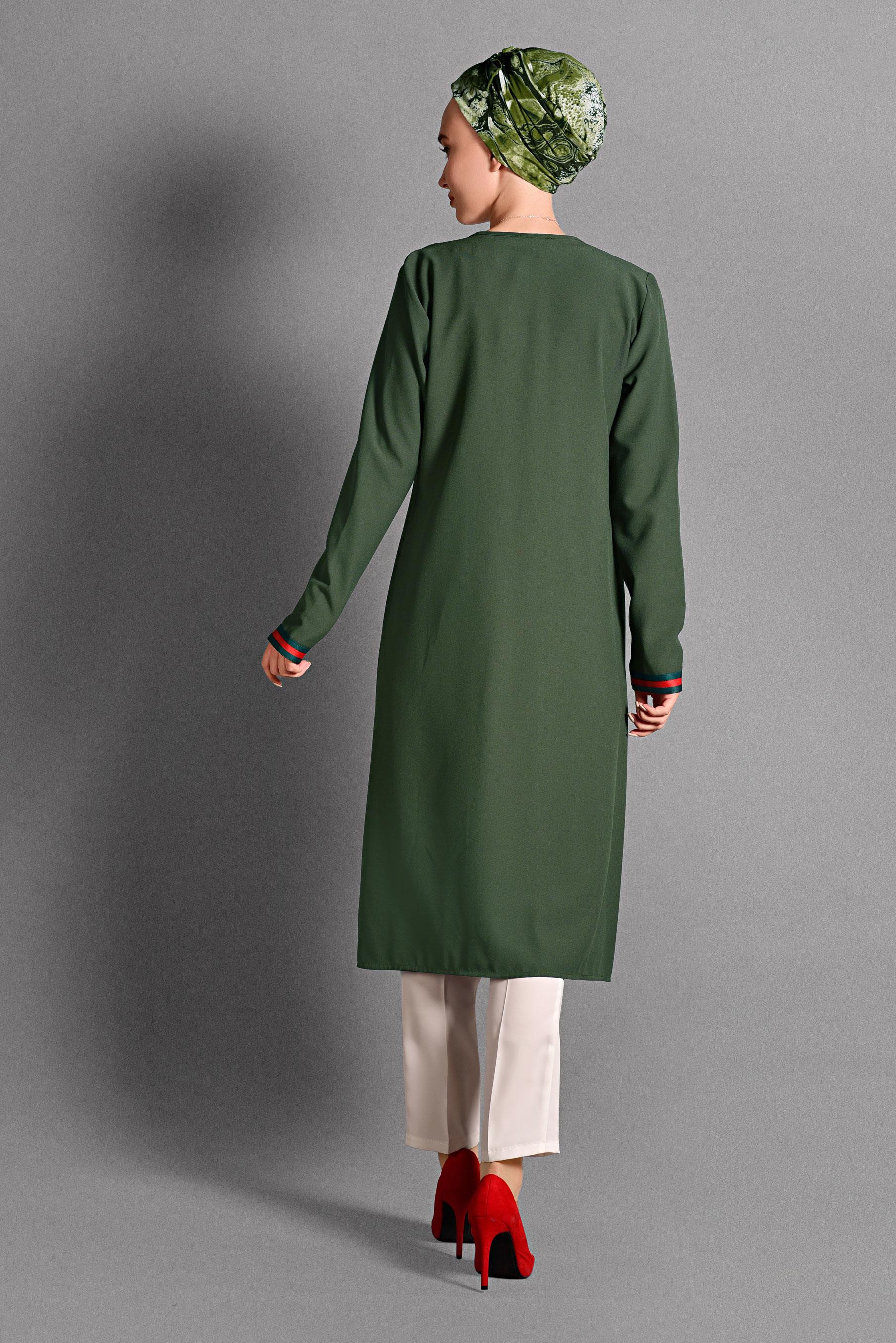 Hijab clothing KHAKI BEADED JACKET 4046