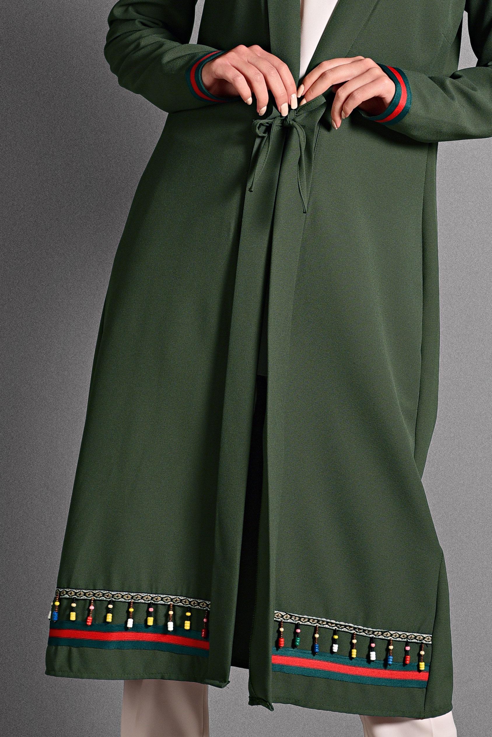 Hijab clothing KHAKI BEADED JACKET 4046
