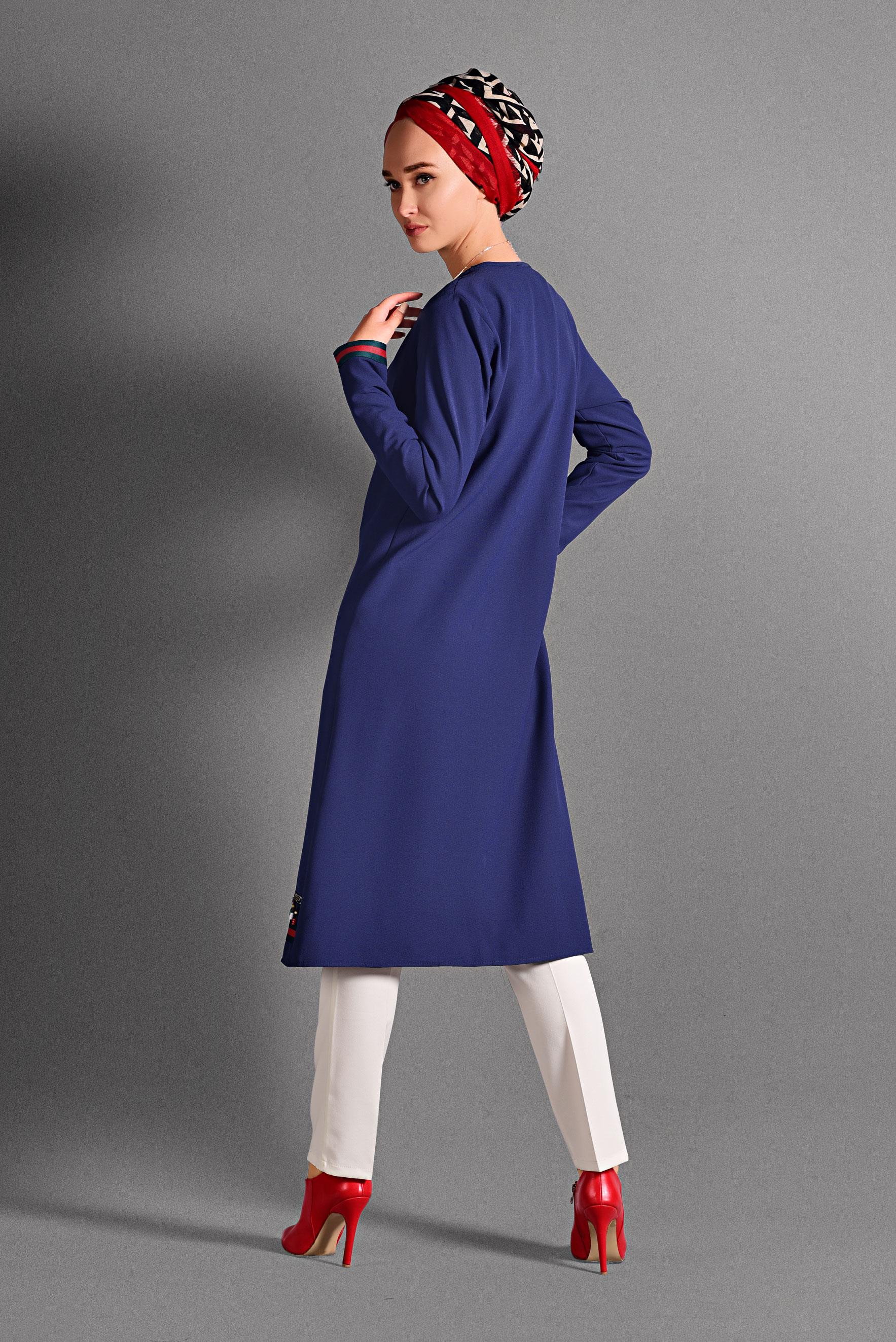 Tesettür giyim LACİVERT BONCUK İŞLEMELİ CEKET 4046