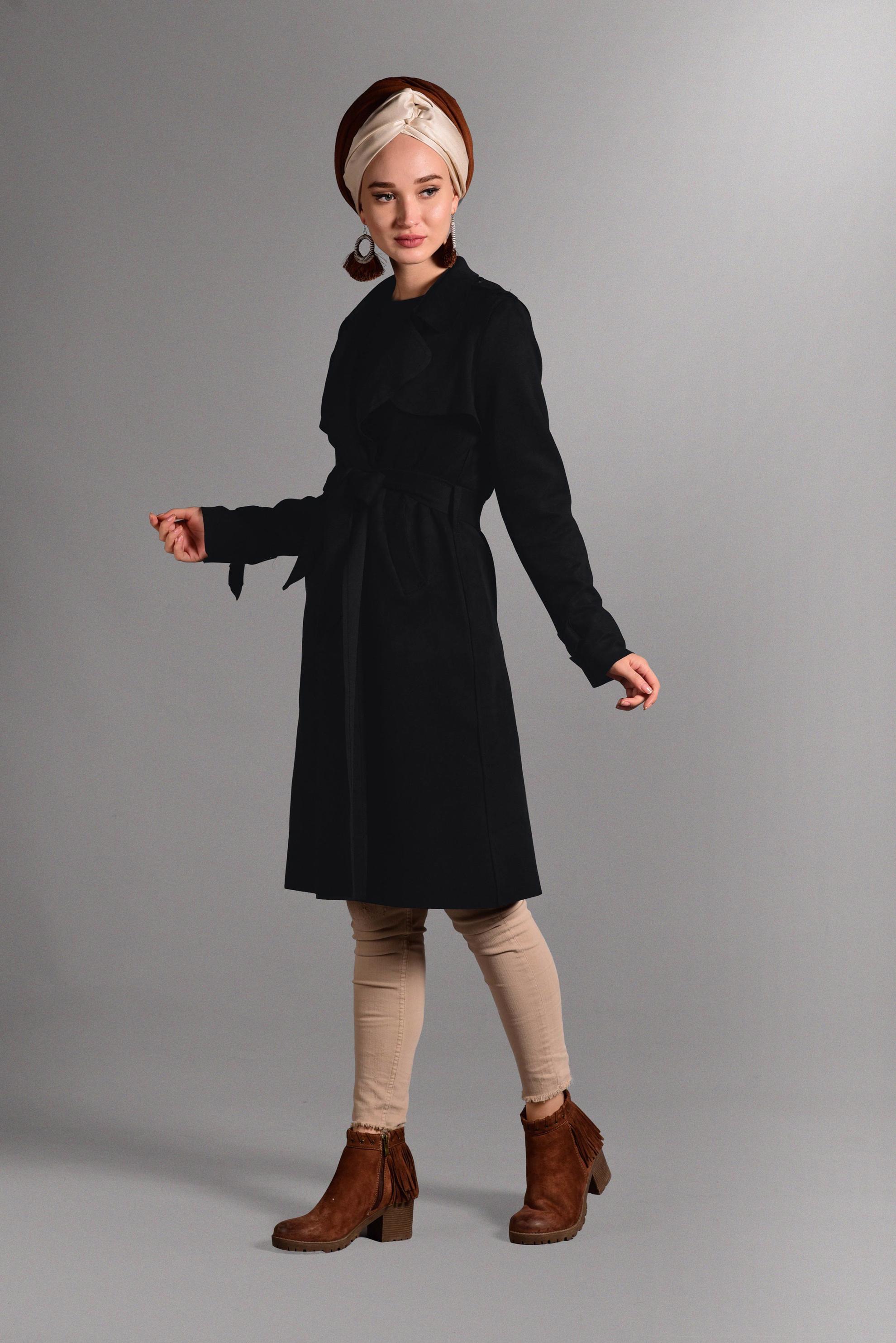 Hijab clothing BLACK CLASSIC CUT SUEDE JACKET 4047