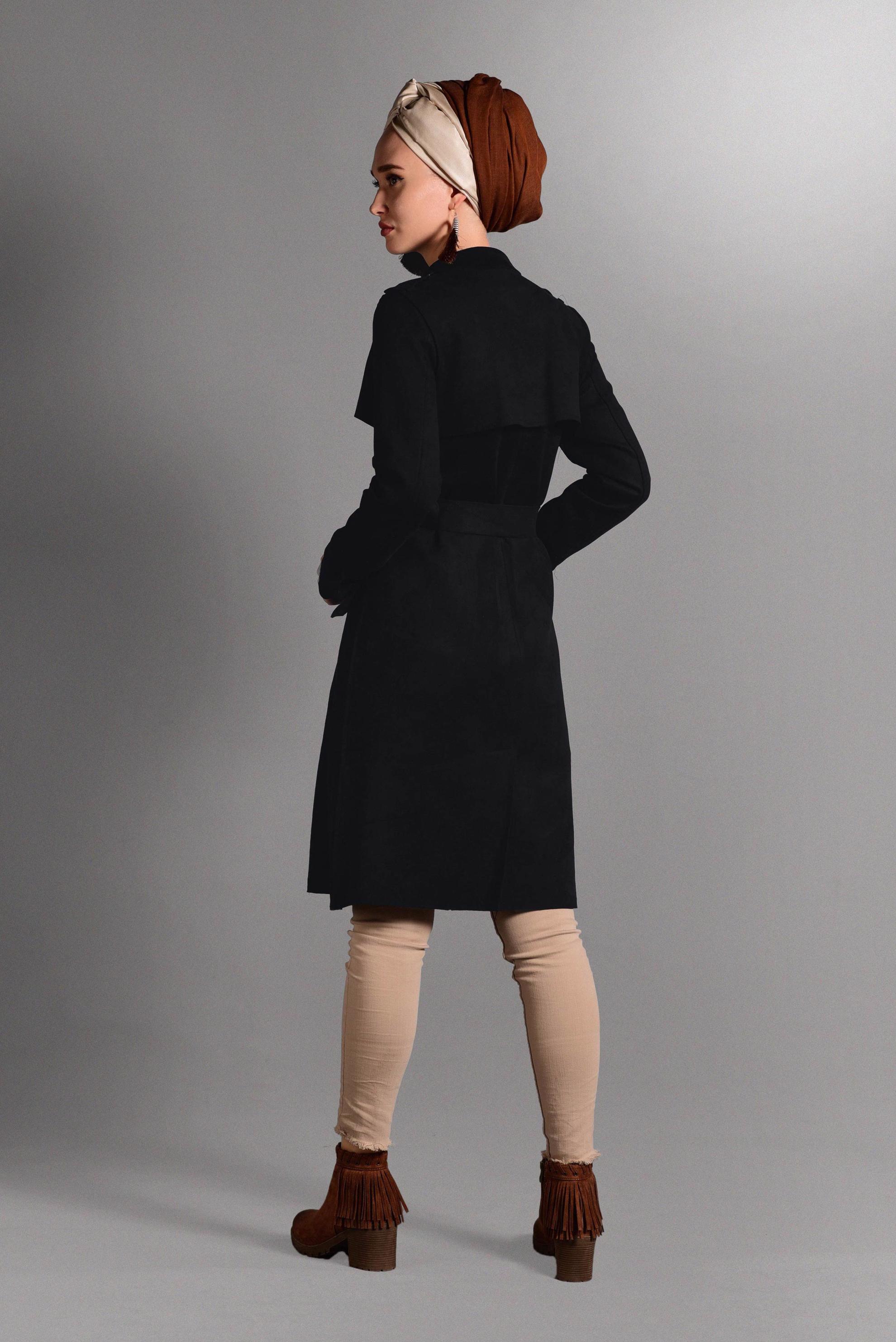 Hijab clothing BLACK CLASSIC CUT SUEDE JACKET 4047