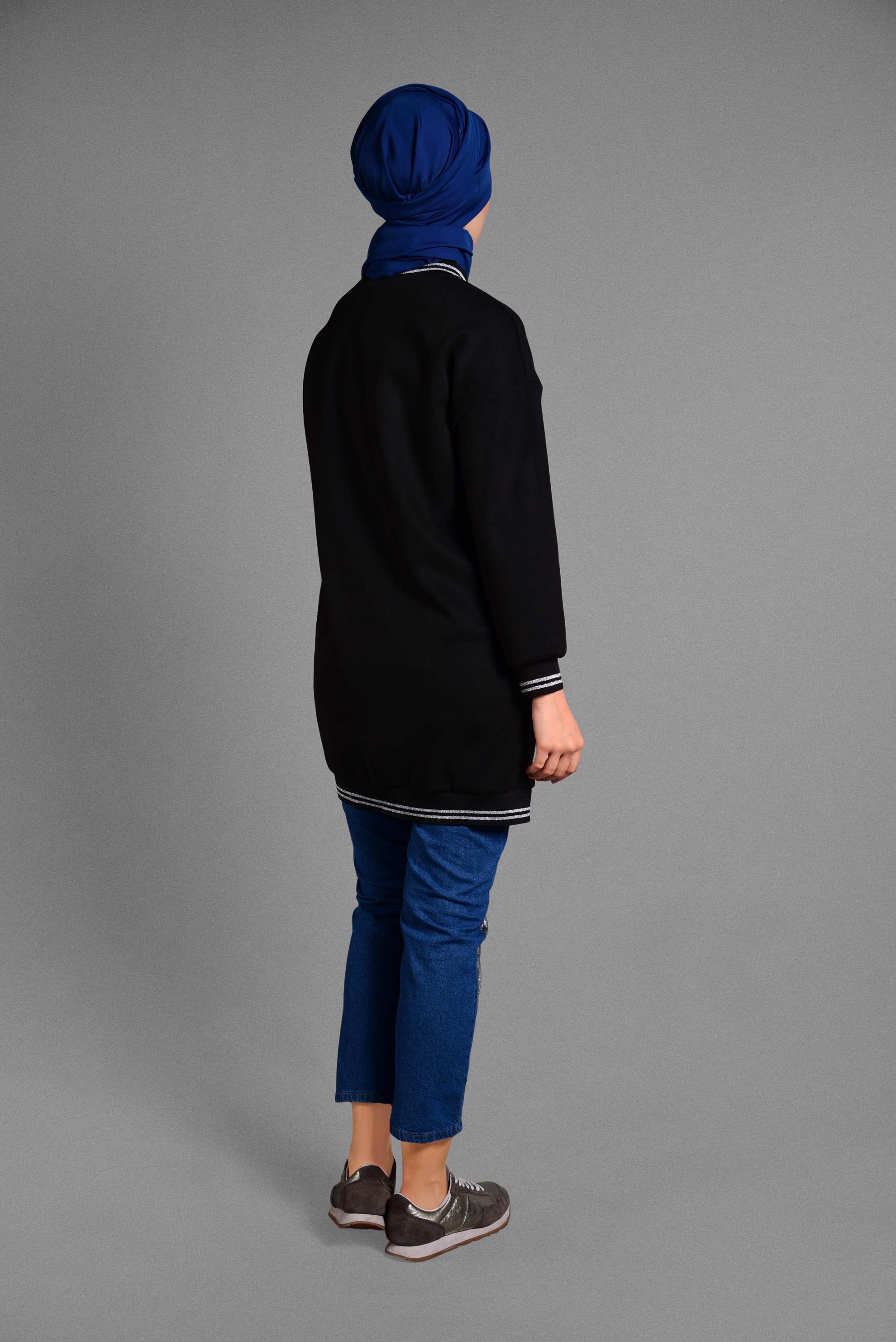 Hijab clothing BLACK ZIPPED SUEDE JACKET 4048 