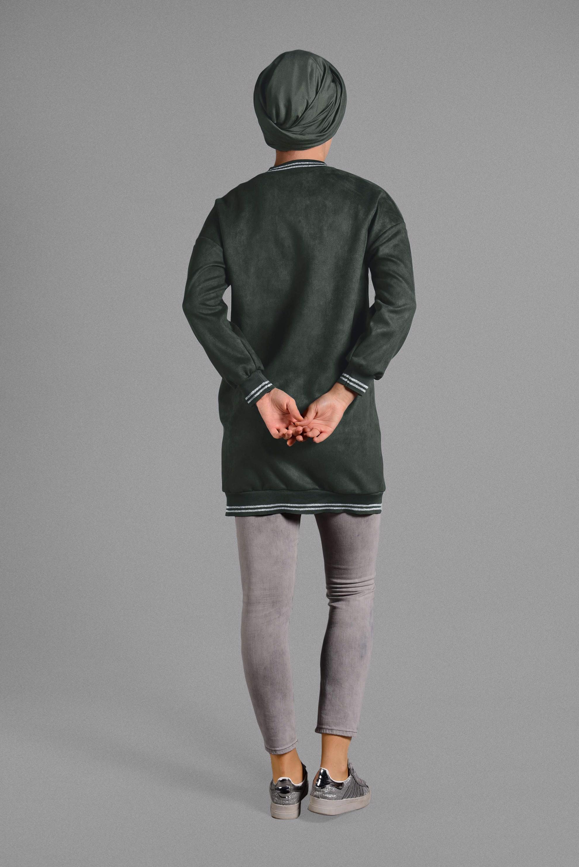 Tesettür giyim HAKİ FERMUAR DETAYLI SÜET CEKET 4048