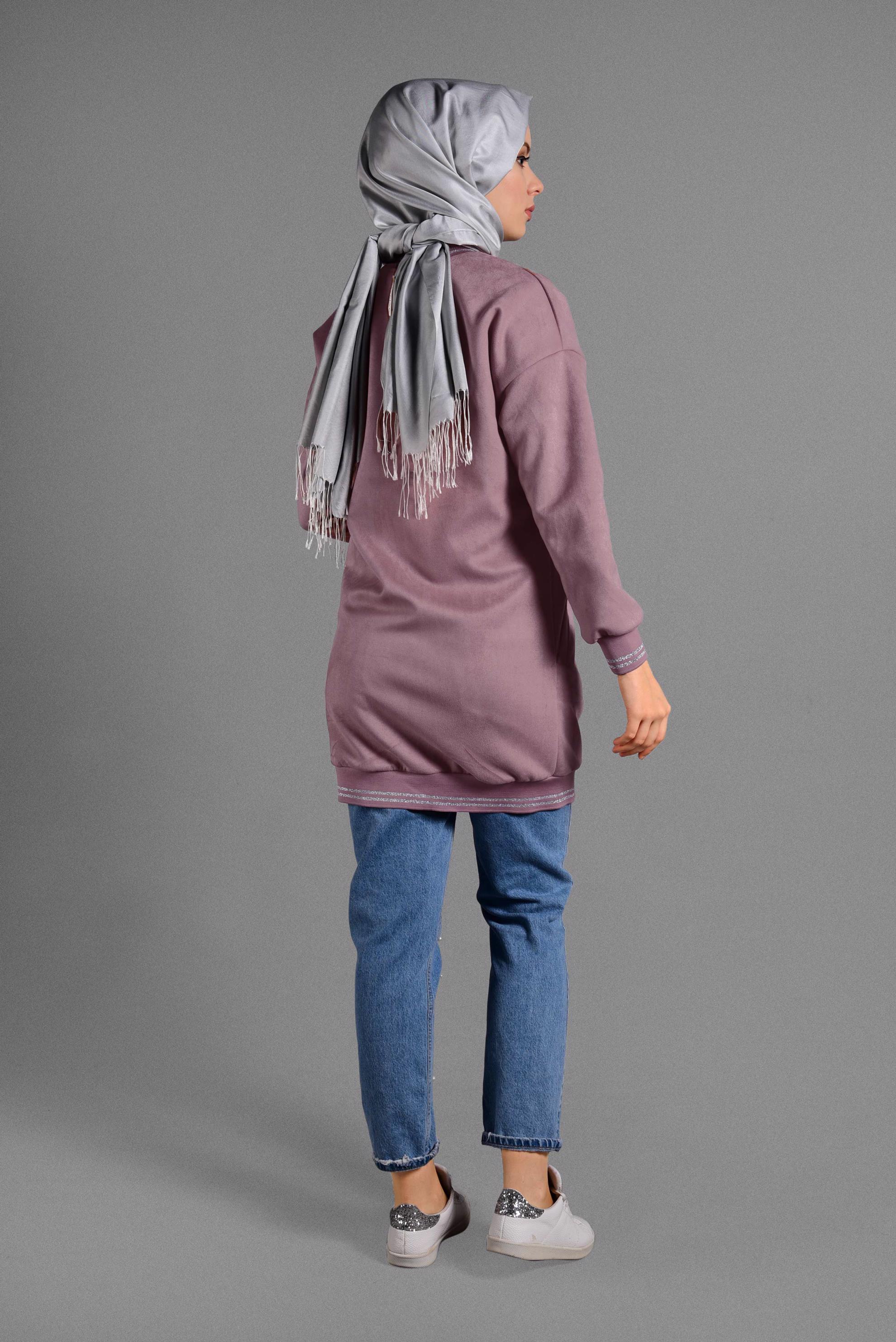 Hijab clothing POWDER ZIPPED SUEDE JACKET 4048 