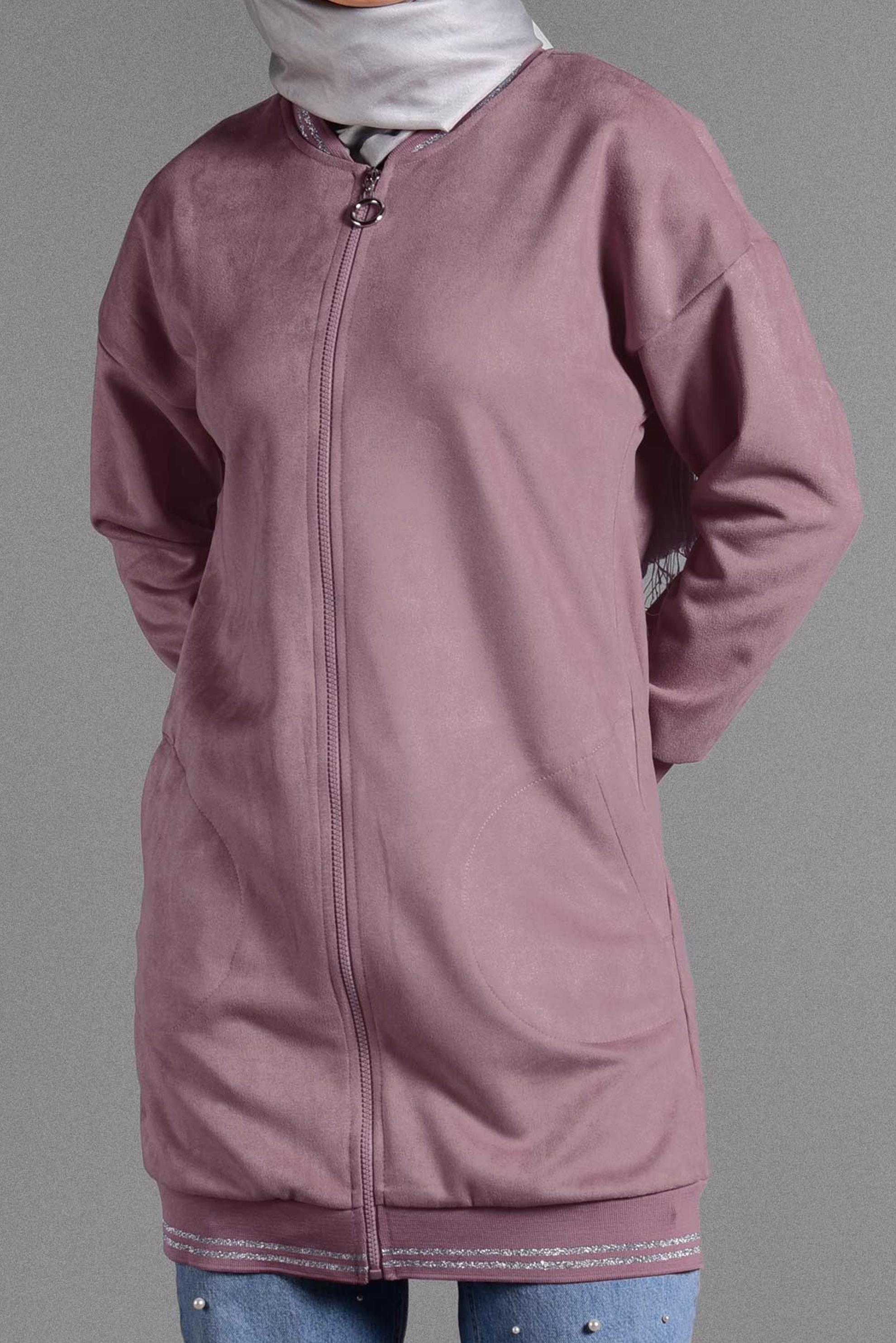 Hijab clothing POWDER ZIPPED SUEDE JACKET 4048 