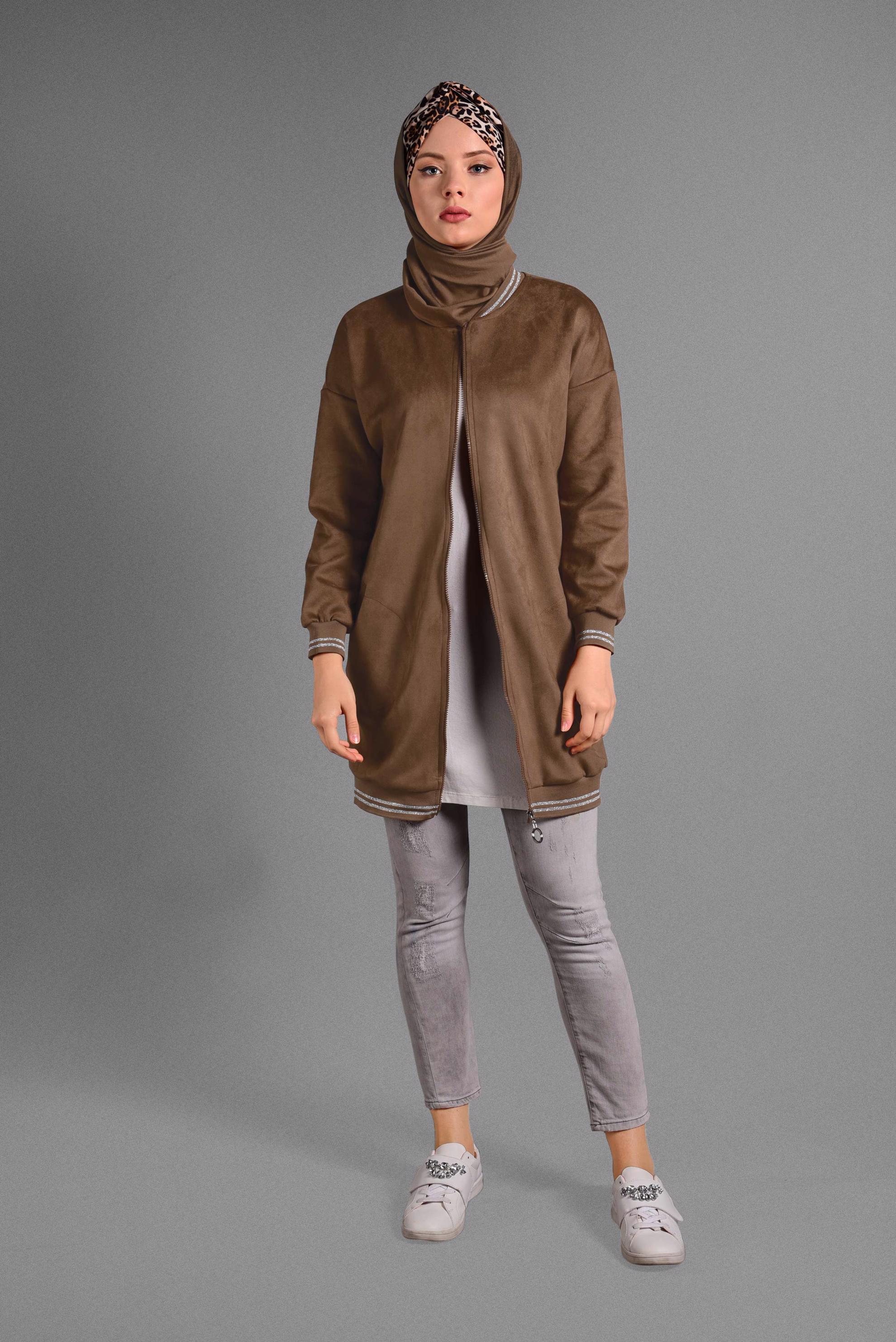 Hijab clothing TABA ZIPPED SUEDE JACKET 4048 