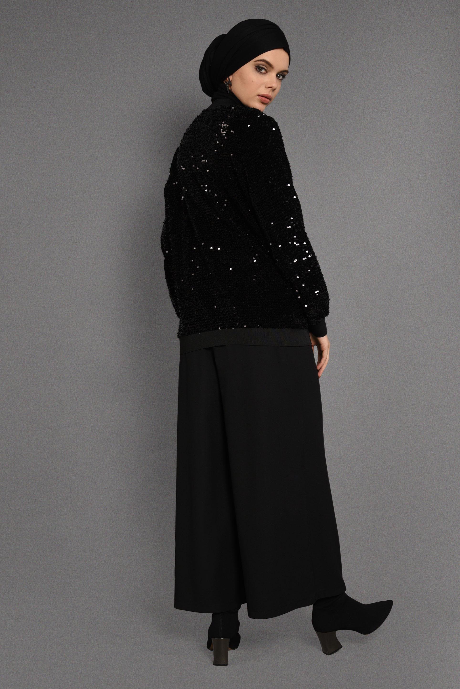 Hijab clothing BLACK VELVET SEQUINED JACKET 4051