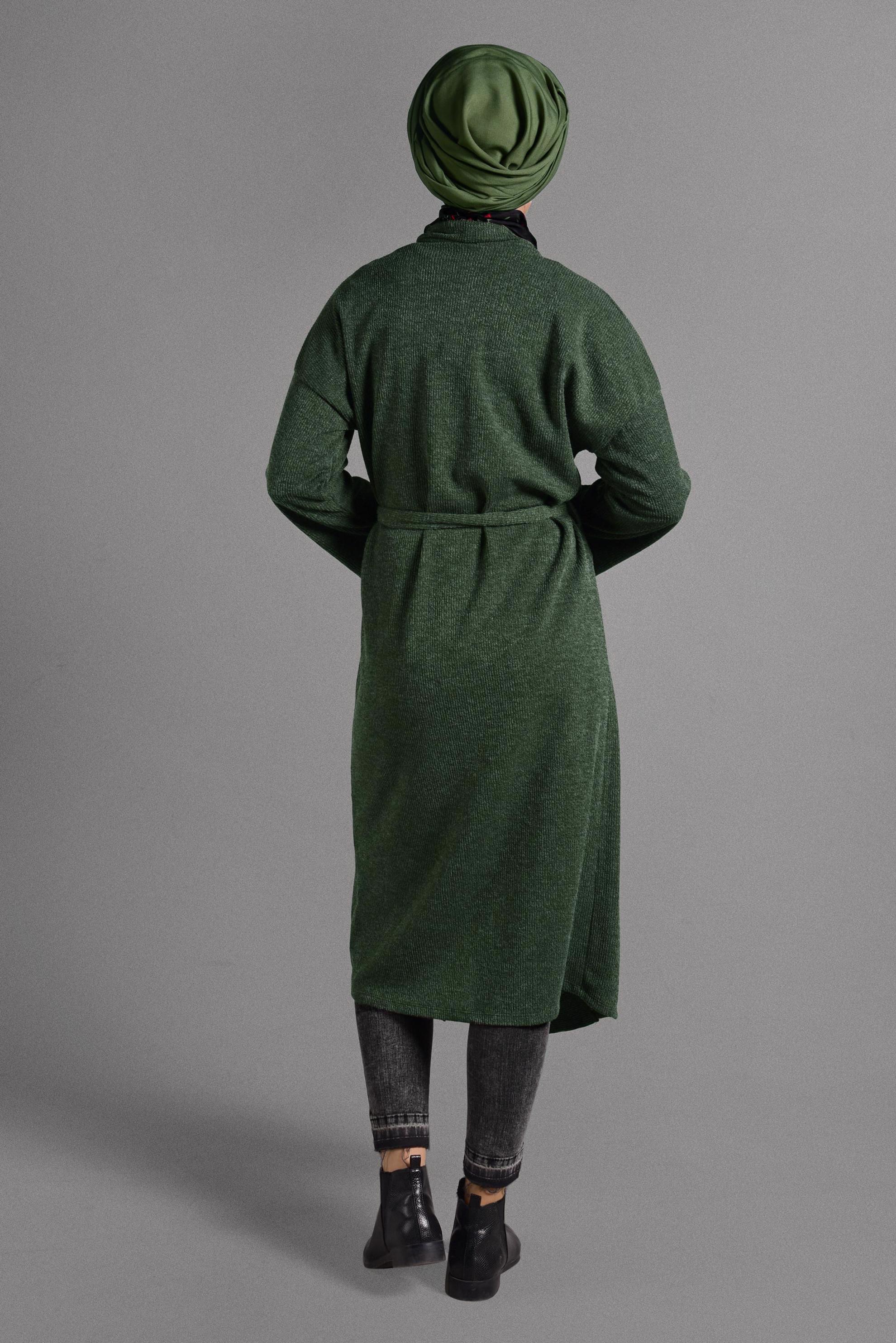 Hijab clothing KHAKI FLOWING KNIT JACKET 4052