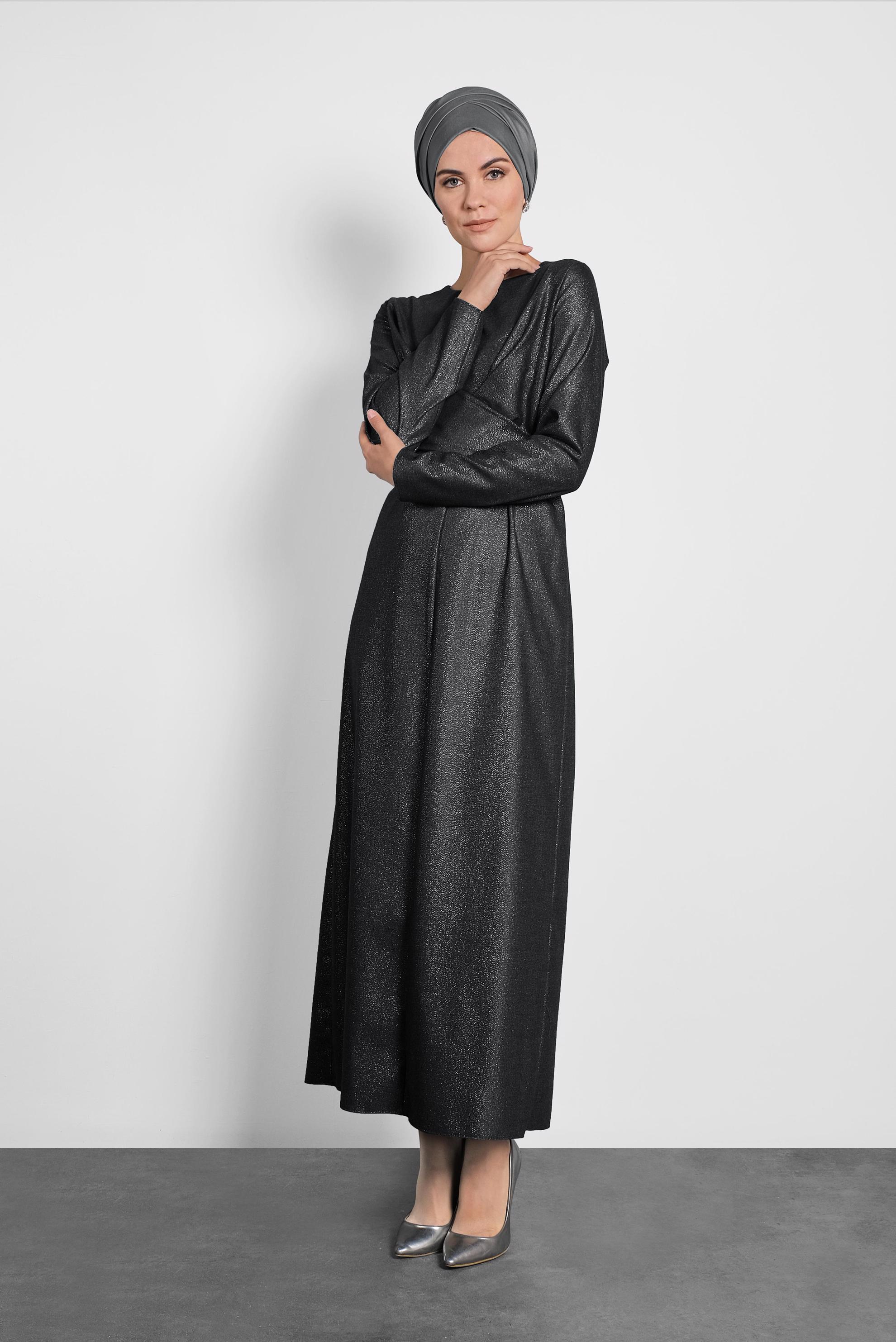 Tesettür giyim HAKİ ÇAPRAZ BAĞLAMALI ELBİSE 40196