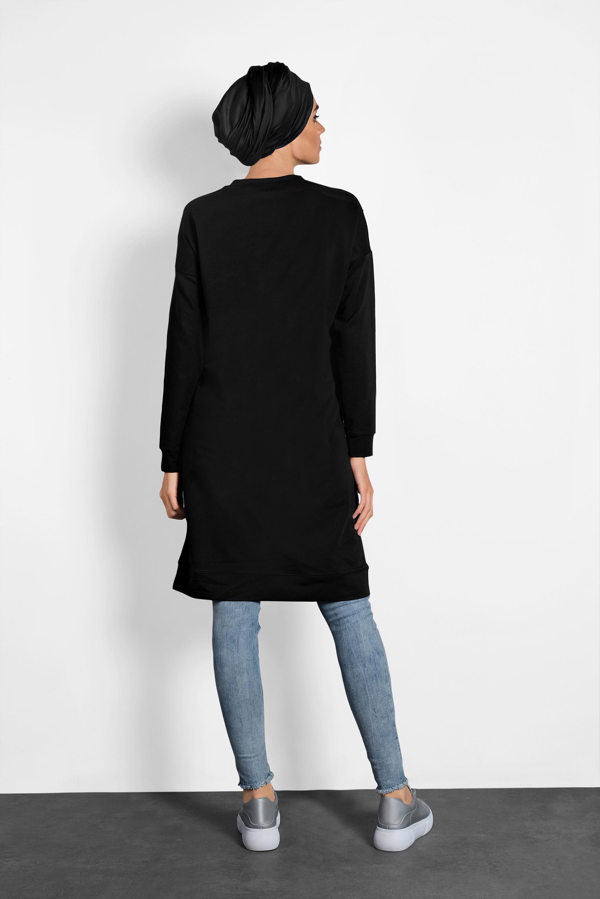 Tesettür giyim SİYAH PUL PAYETLİ EŞOFMAN TUNİK 40103	