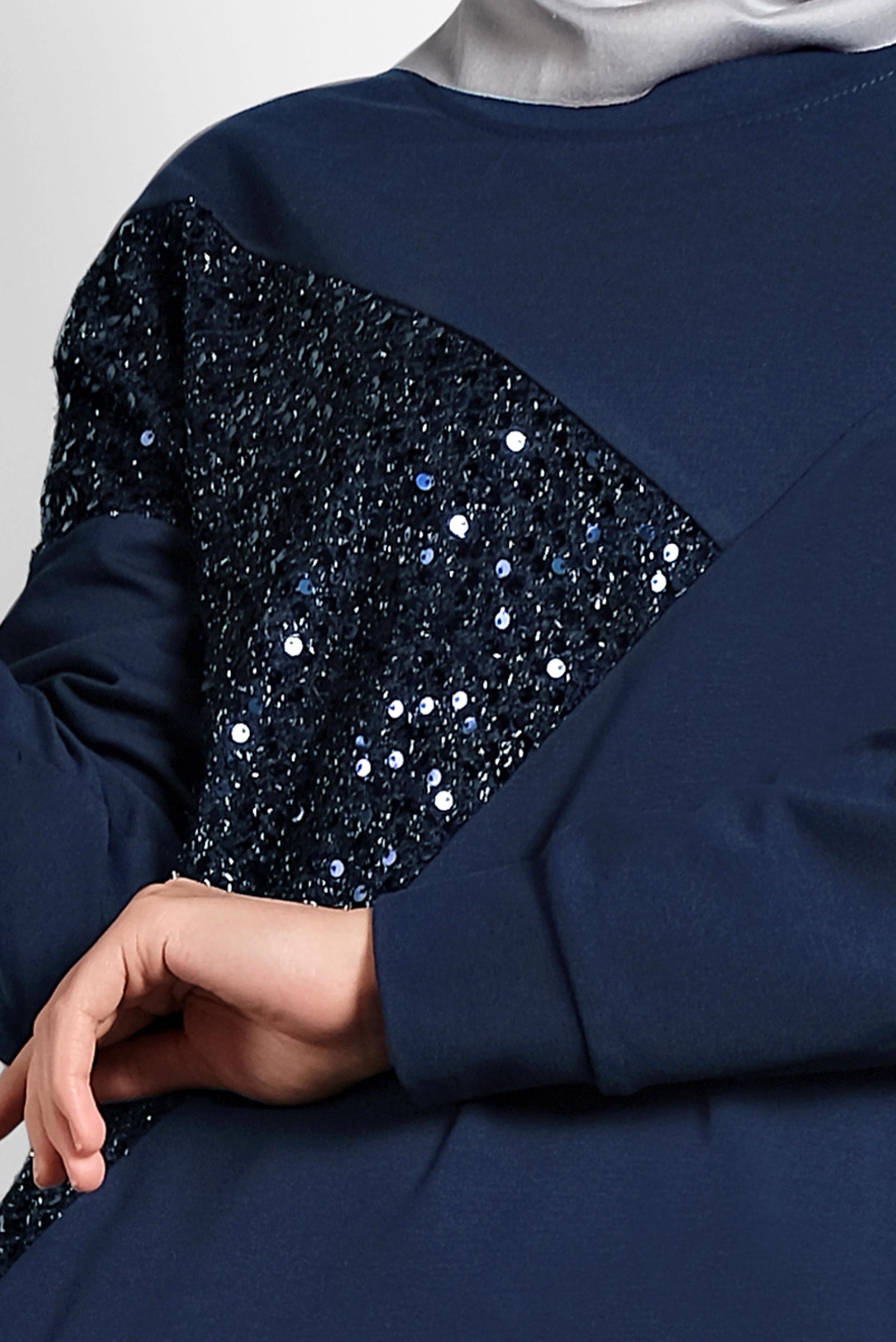 Tesettür giyim LACİVERT PUL PAYETLİ EŞOFMAN TUNİK 40103	