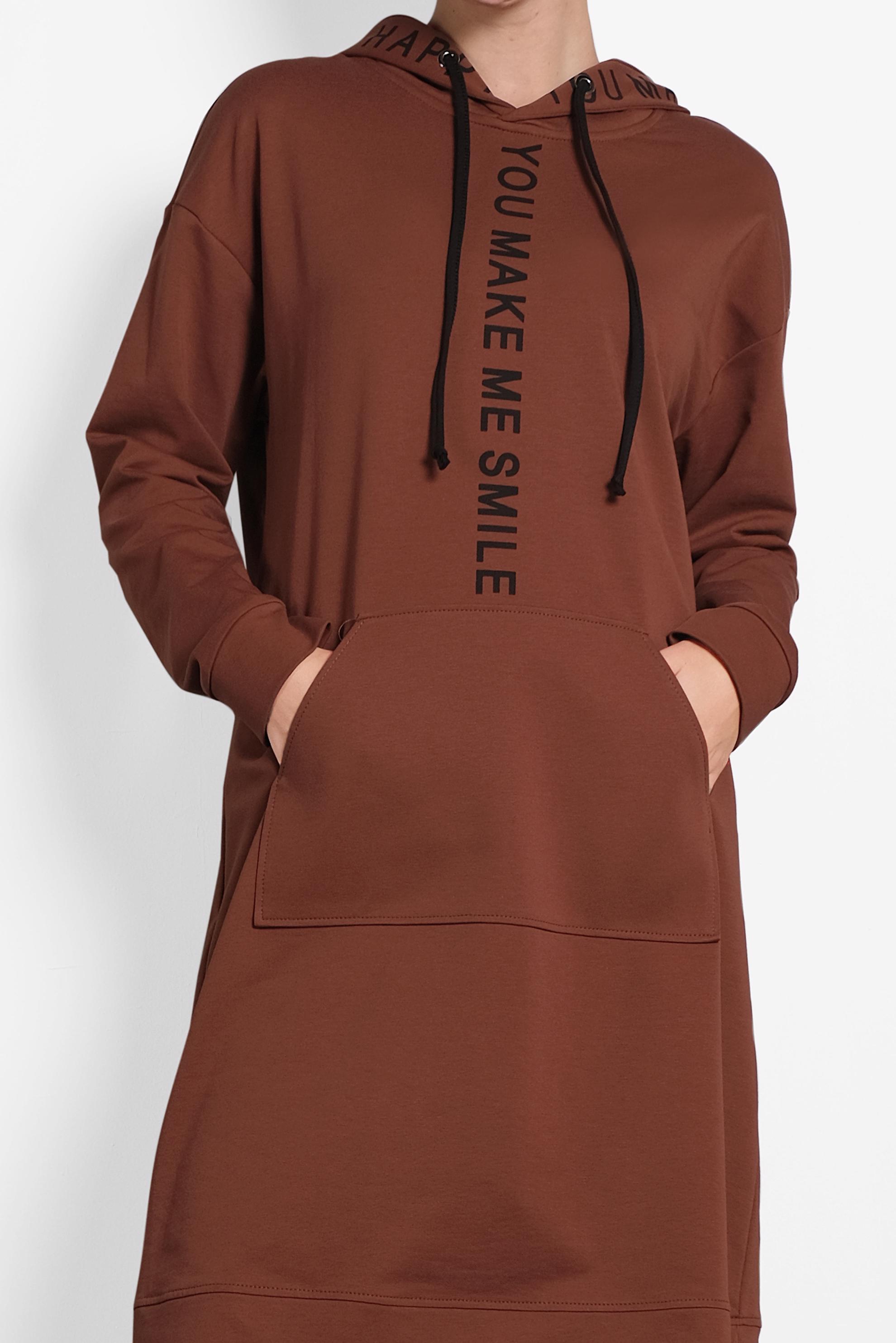 Tesettür giyim TURUNCU KAPÜŞONLU EŞOFMAN TUNİK 40106