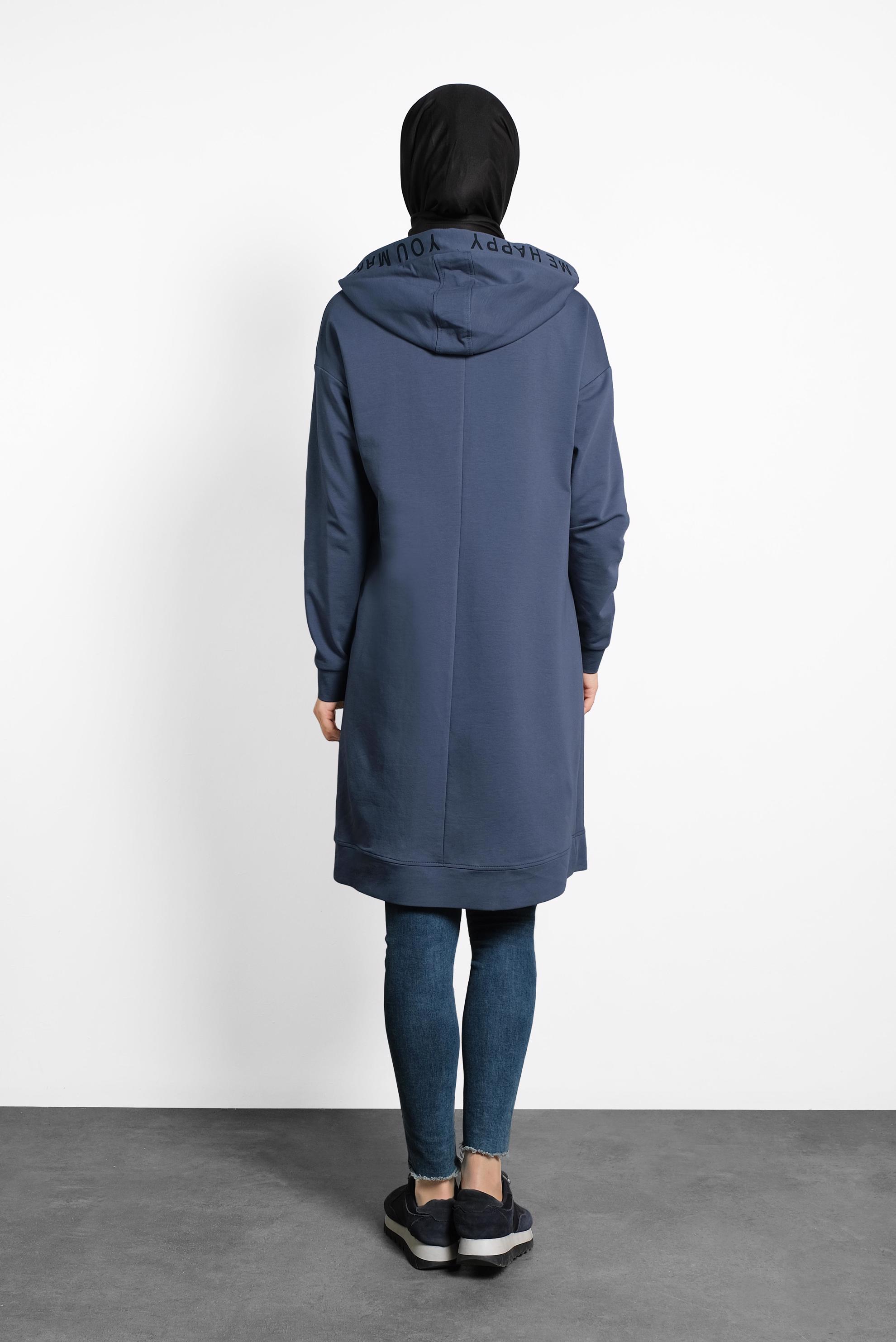 Tesettür giyim LACİVERT KAPÜŞONLU EŞOFMAN TUNİK 40106