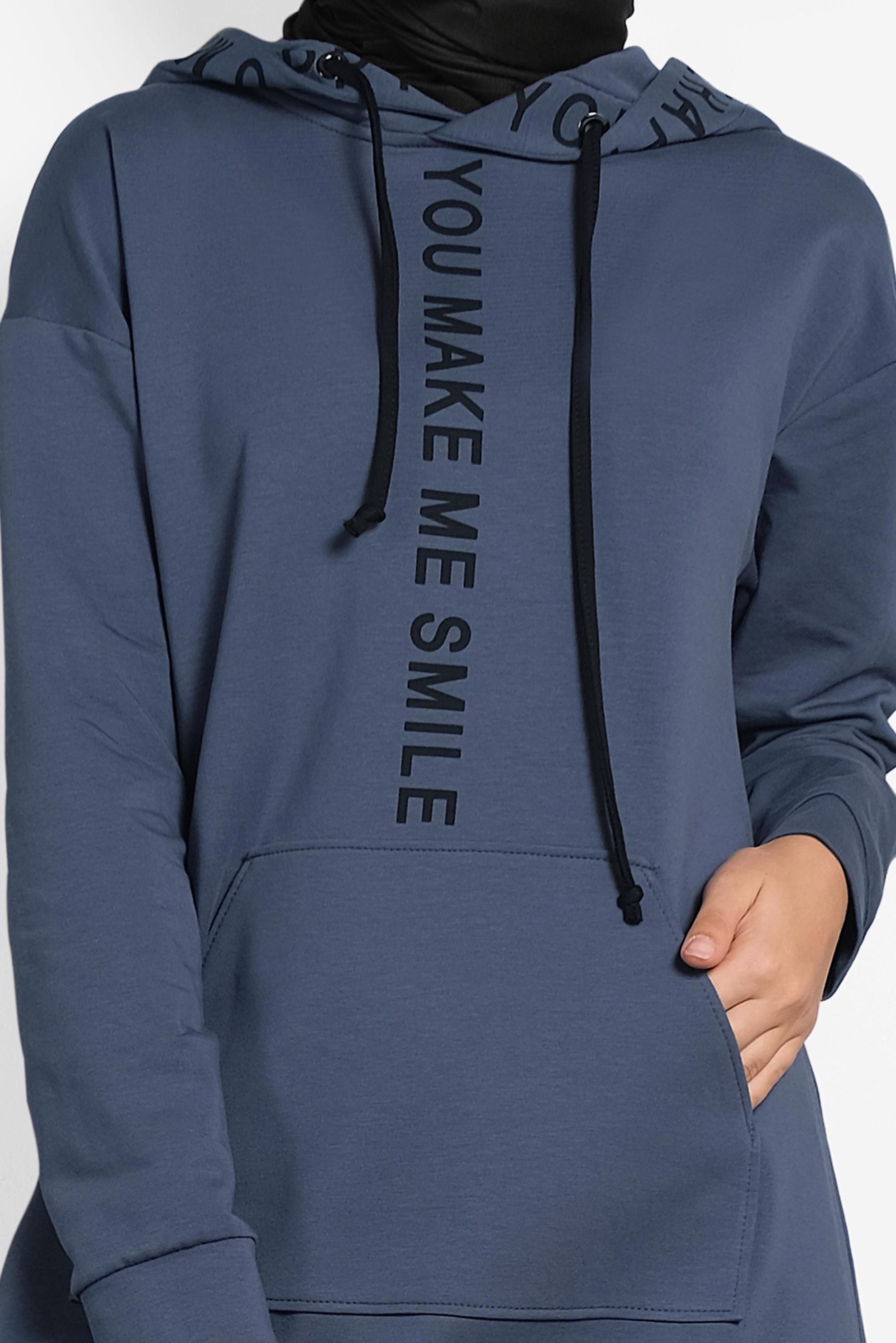 Tesettür giyim LACİVERT KAPÜŞONLU EŞOFMAN TUNİK 40106