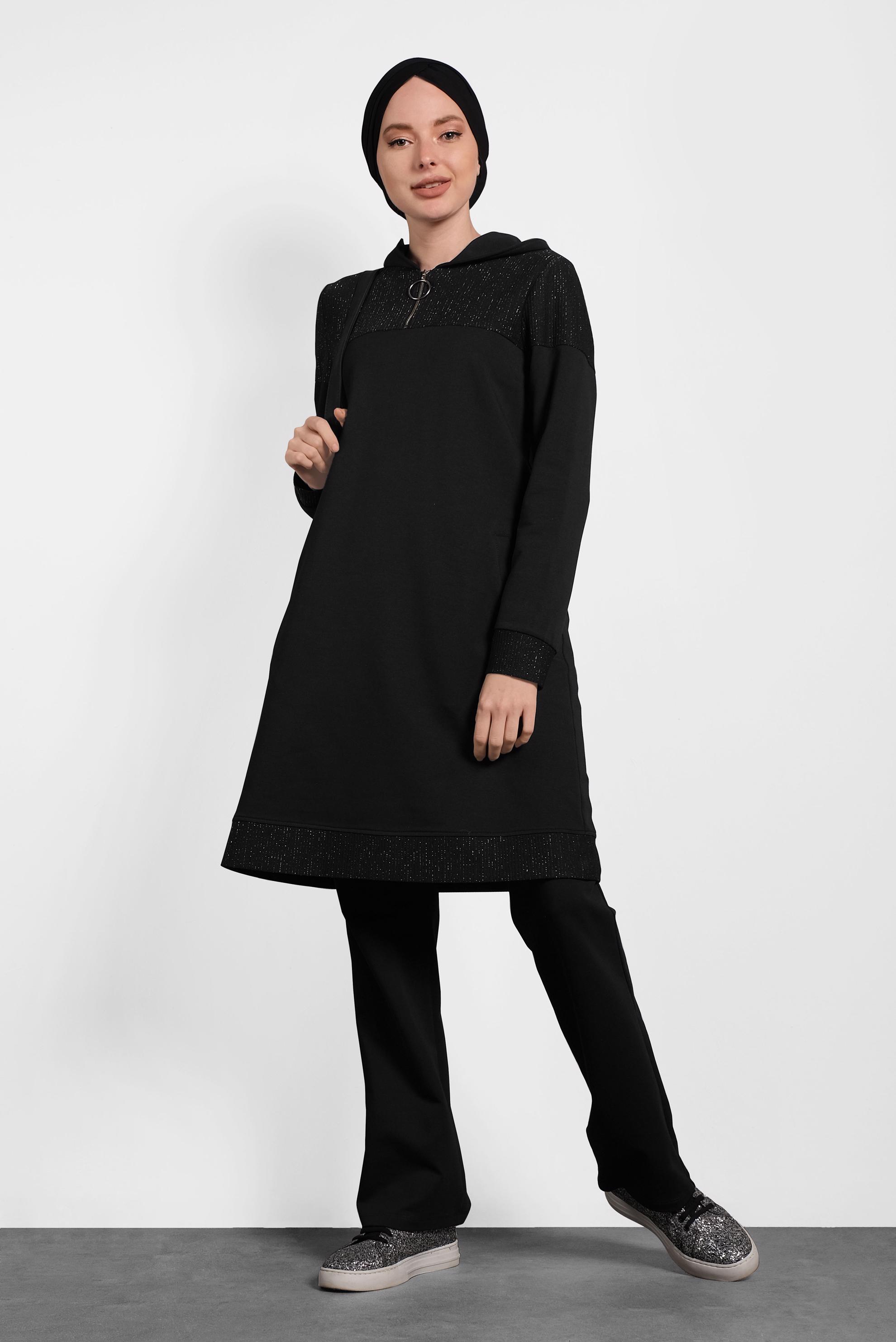 Hijab clothing BLACK SPARKLY TRACKSUIT 40107